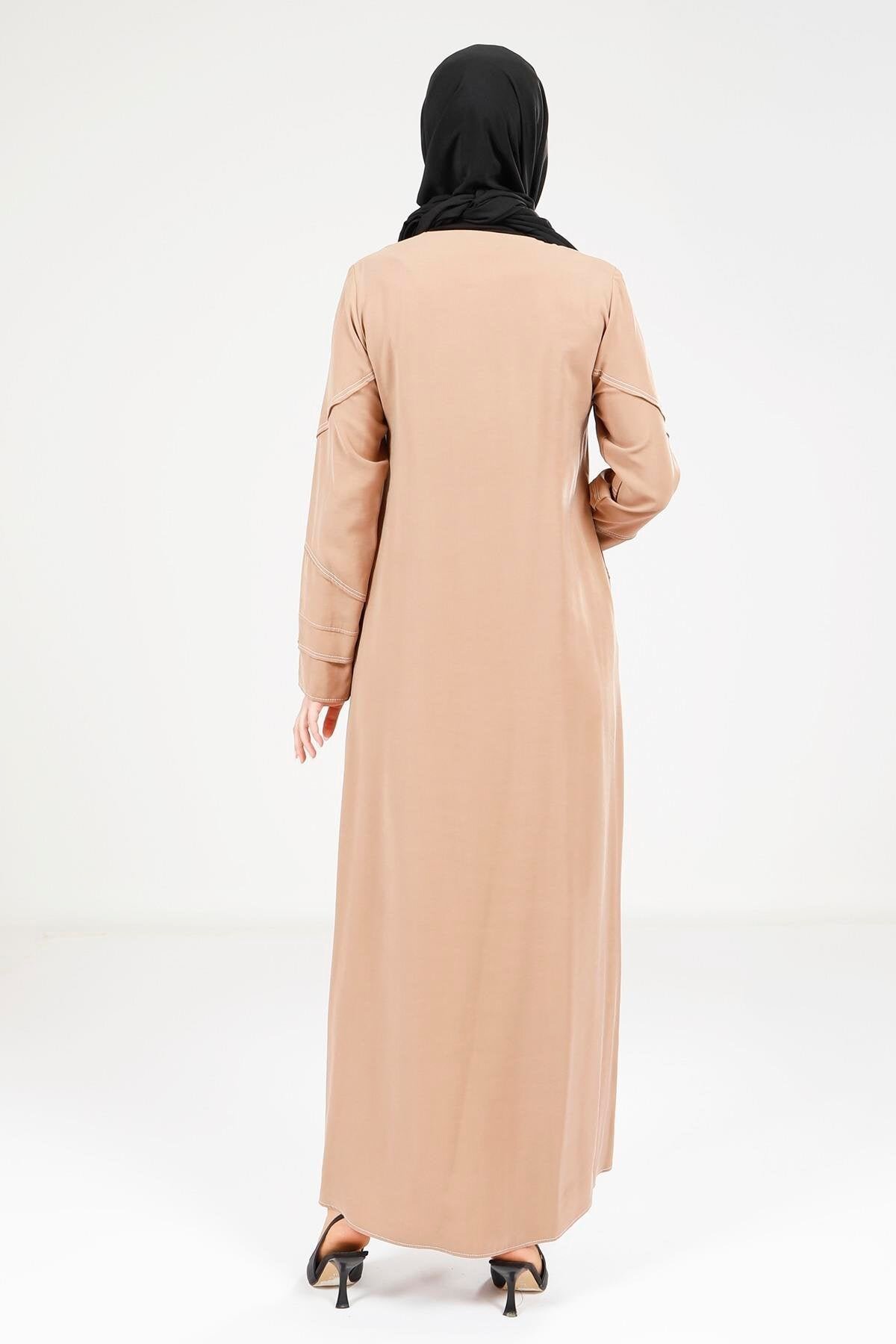 Sporty Stitched Abaya - Mink - Beyza