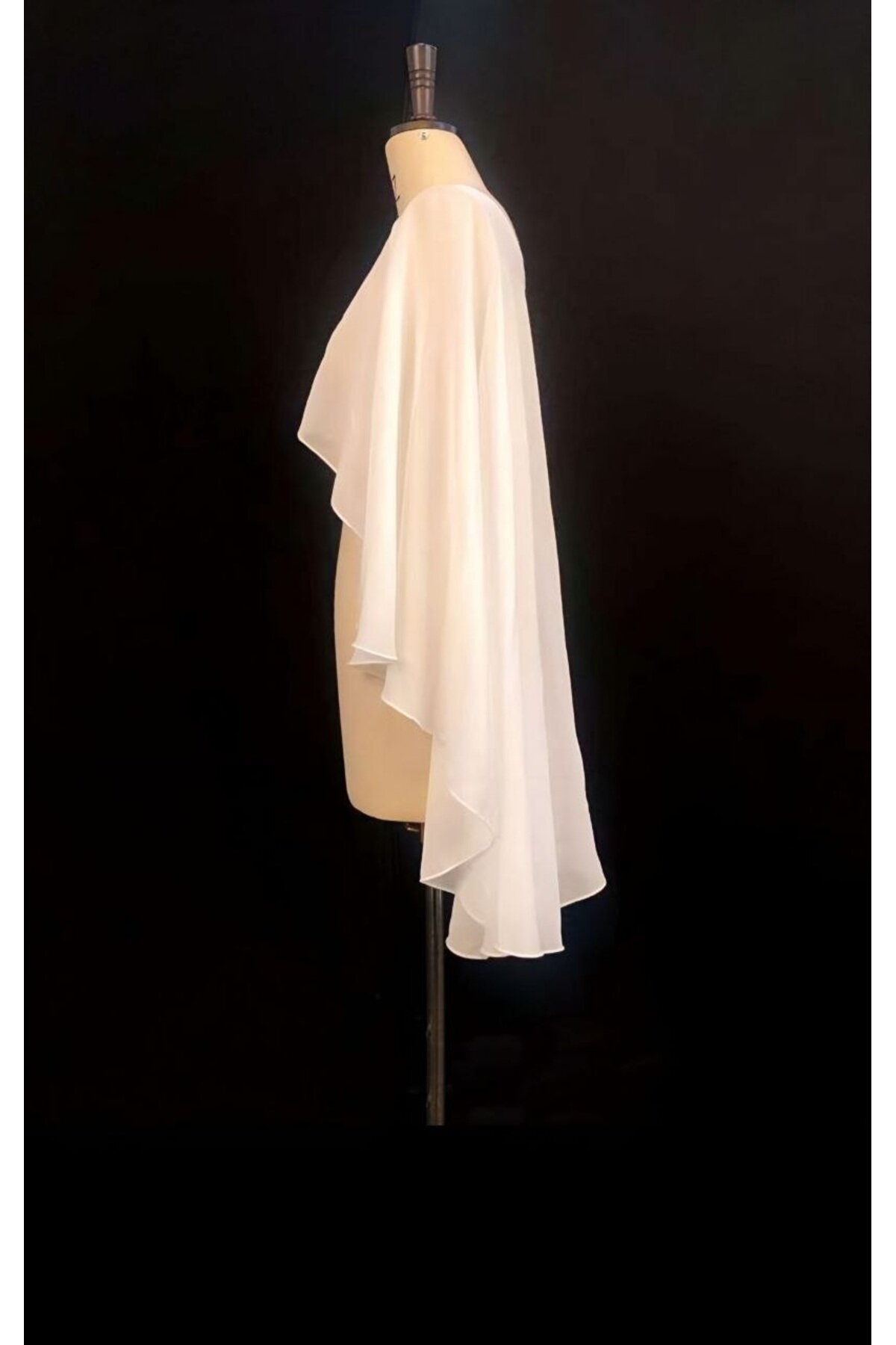 Relaxed Fit Tulle Caped Batwing Sleeve Blouse - White - Charango