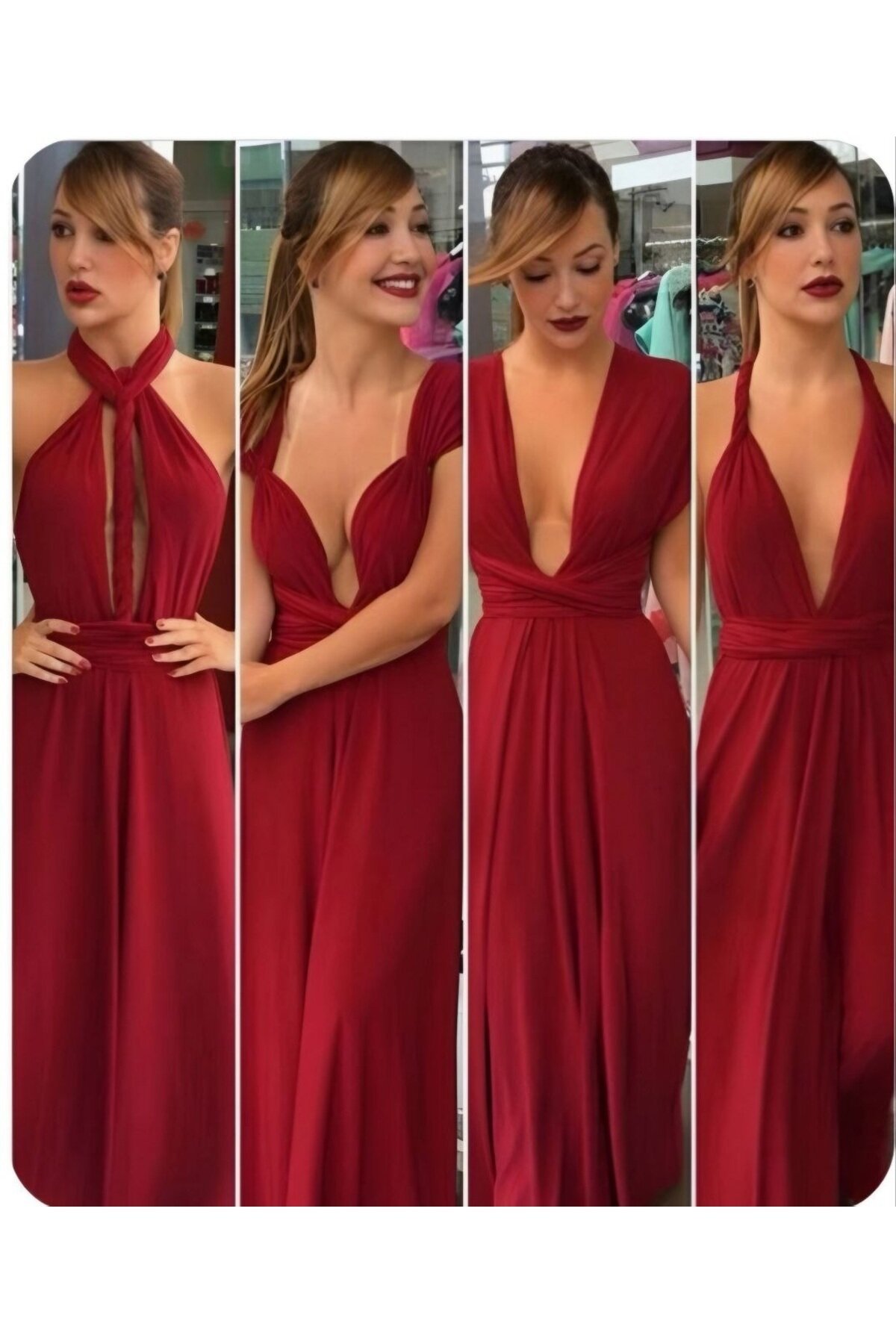 Flare Backless Evening Dress - Red - Charango