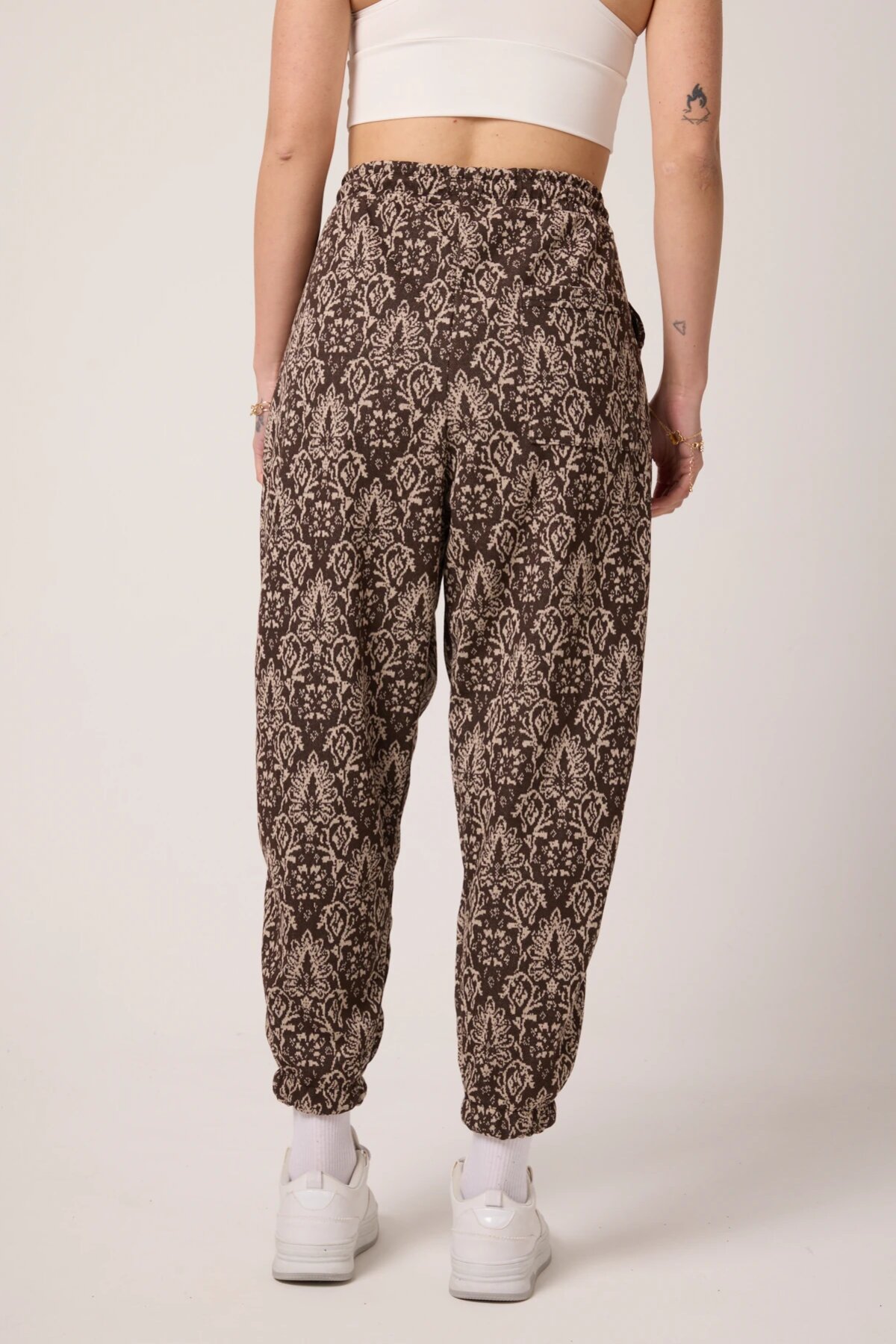 Sporty Harem Patterned Jacquard Pants - Beige - MEXICO SUPERBLUE