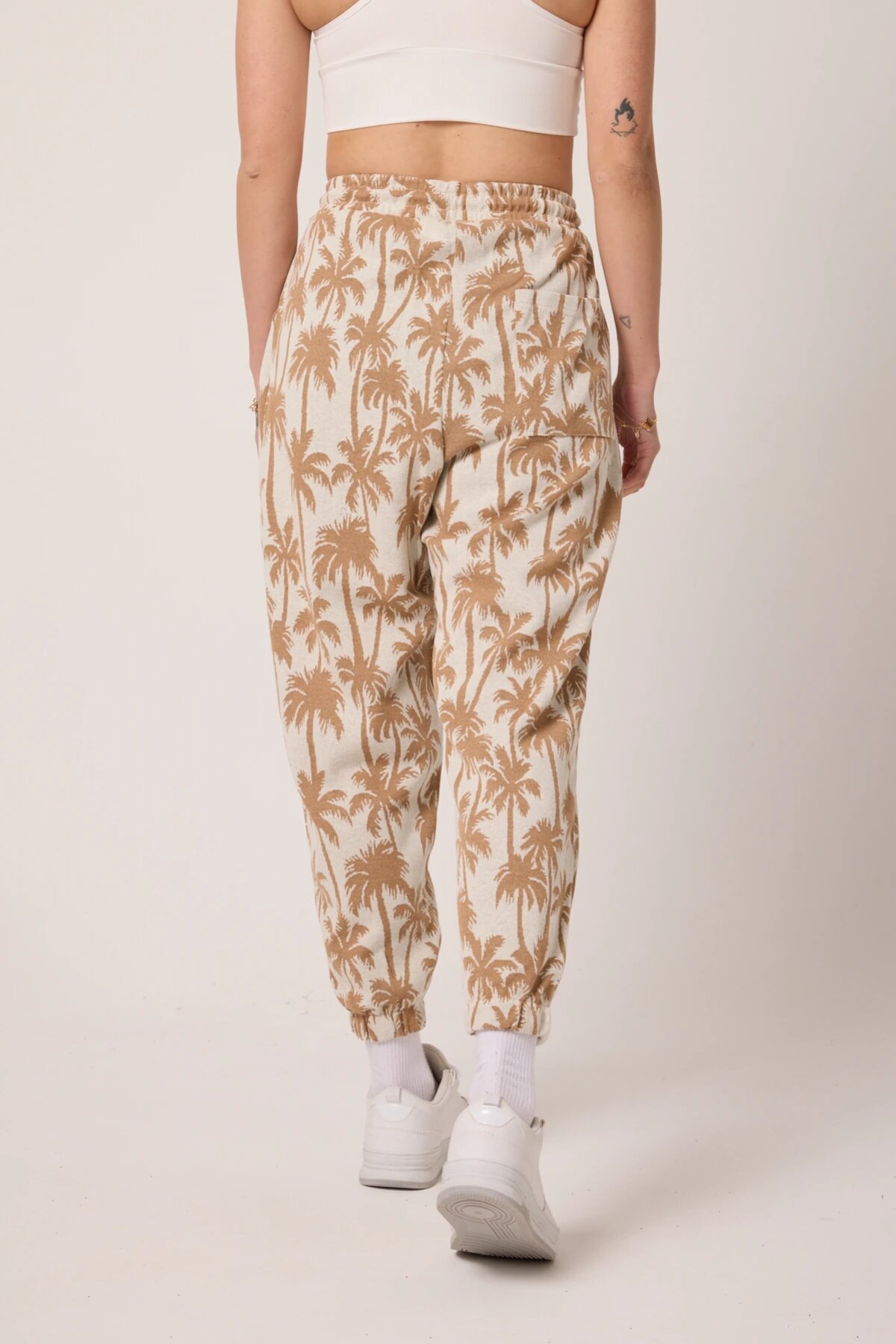 Street Style Sporty Harem Jacquard Pants - Beige - MEXICO SUPERBLUE