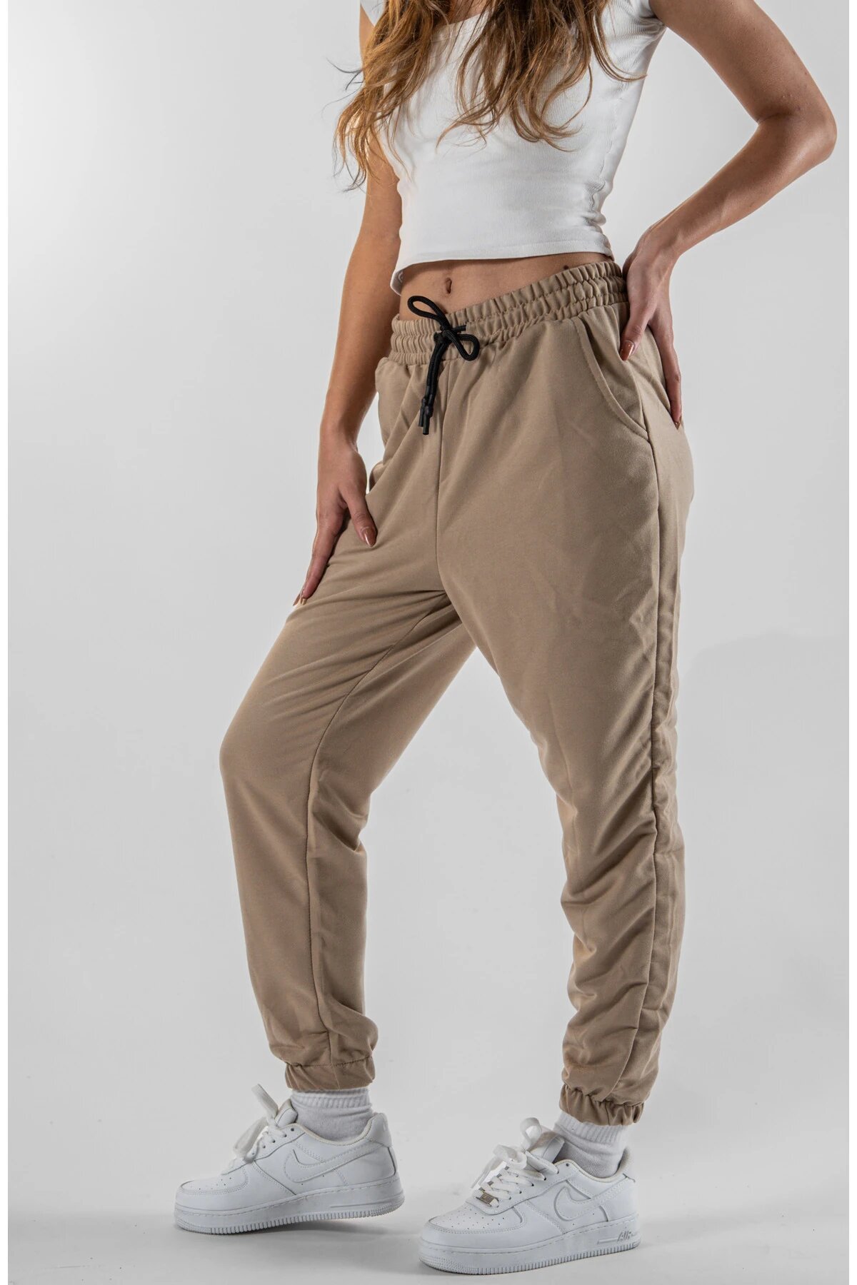 Jogger Elasticated-Hem Pants - Beige - MEXICO SUPERBLUE