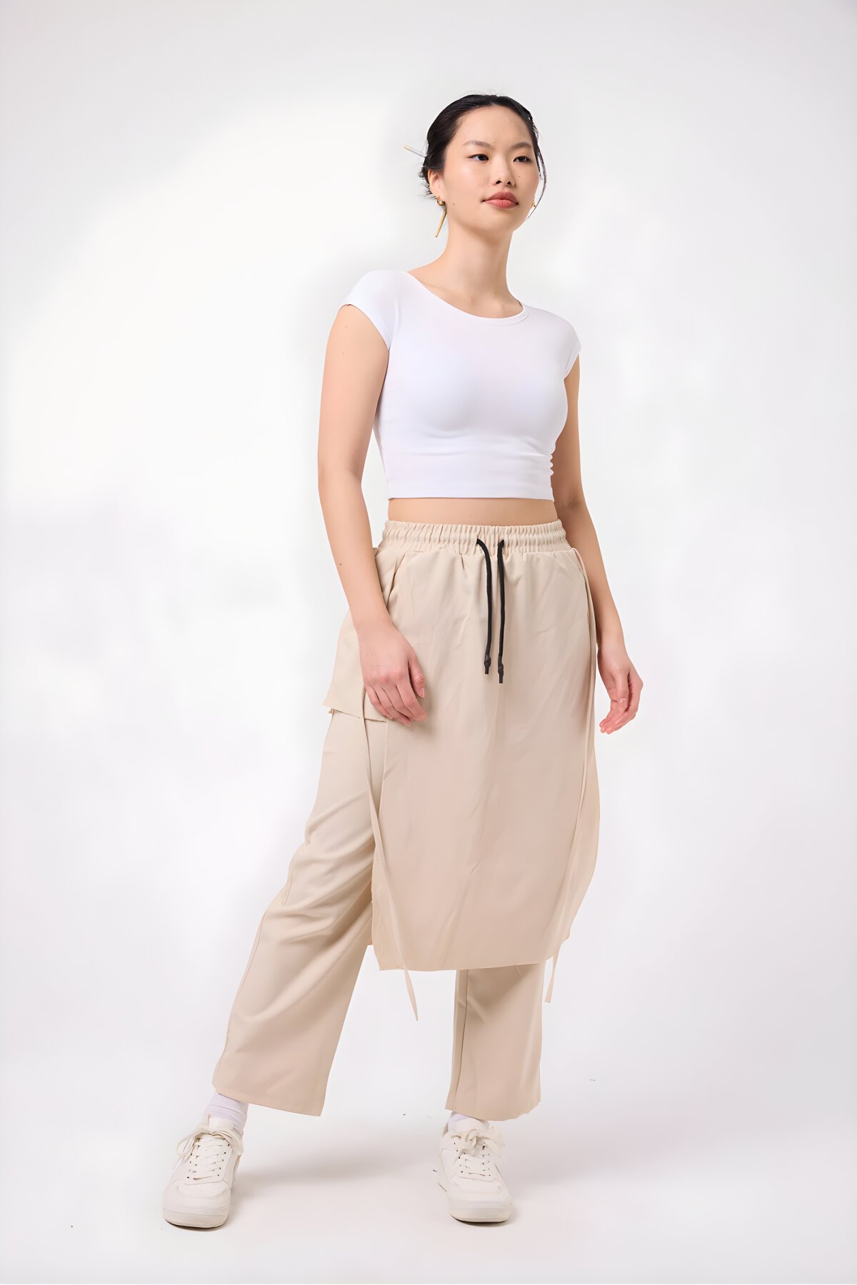 Bej Yeni Nesil Hakama Samuray Pantolon