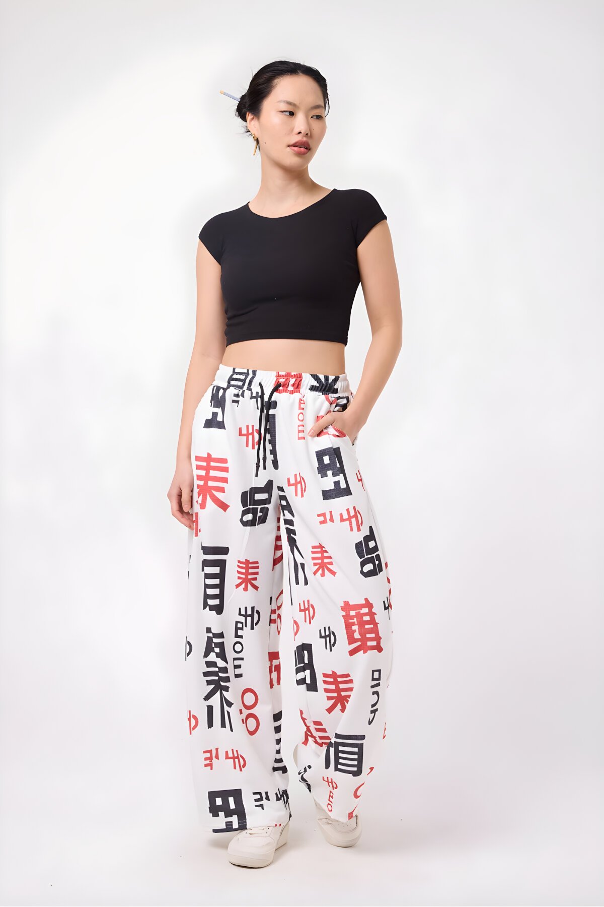 بنطلون واسع أبيض مطبوع نسيج مجعد رياضي - MEXICO SUPERBLUE