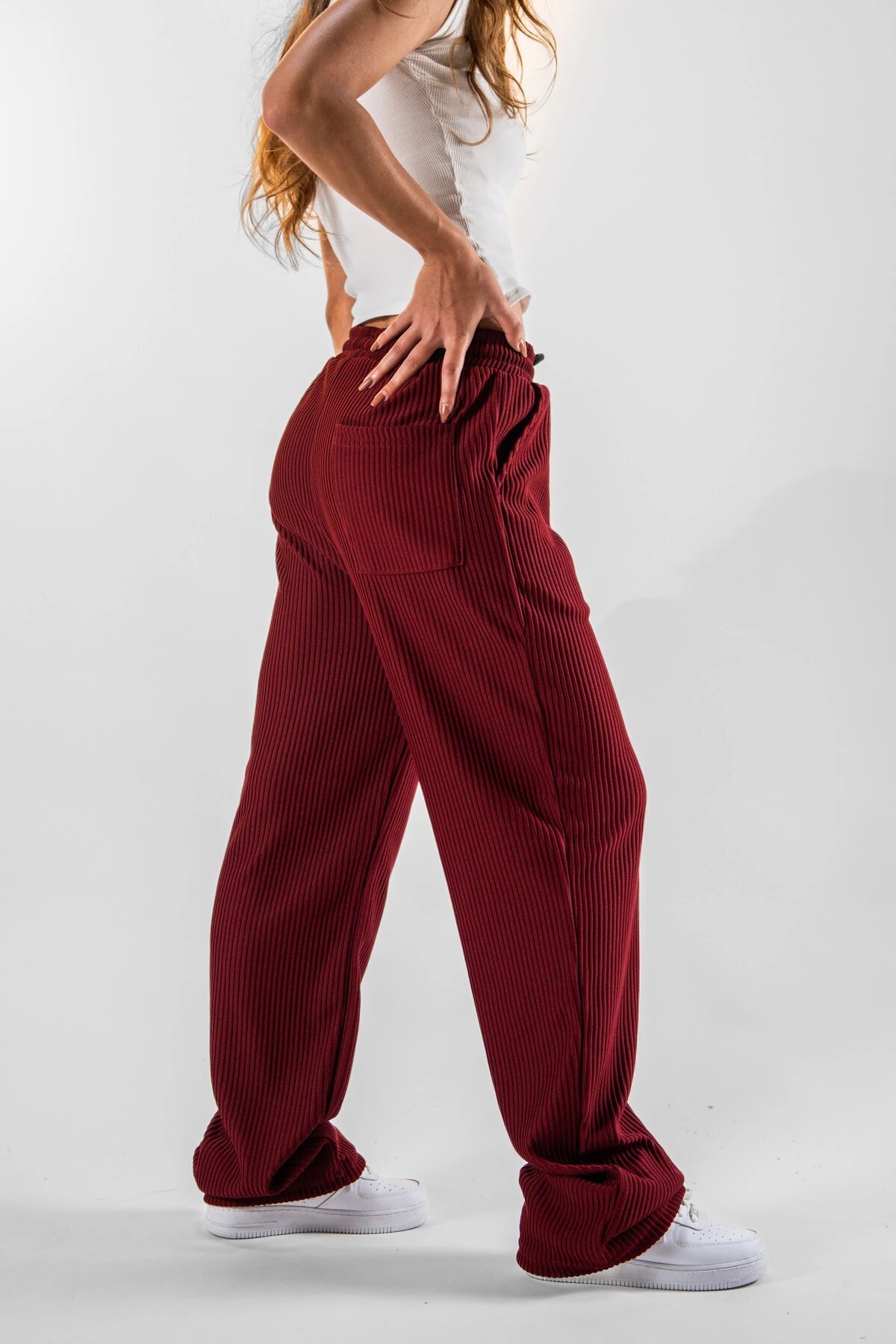 Baggy Ribbed Pants - Burgundy - MEXICO SUPERBLUE