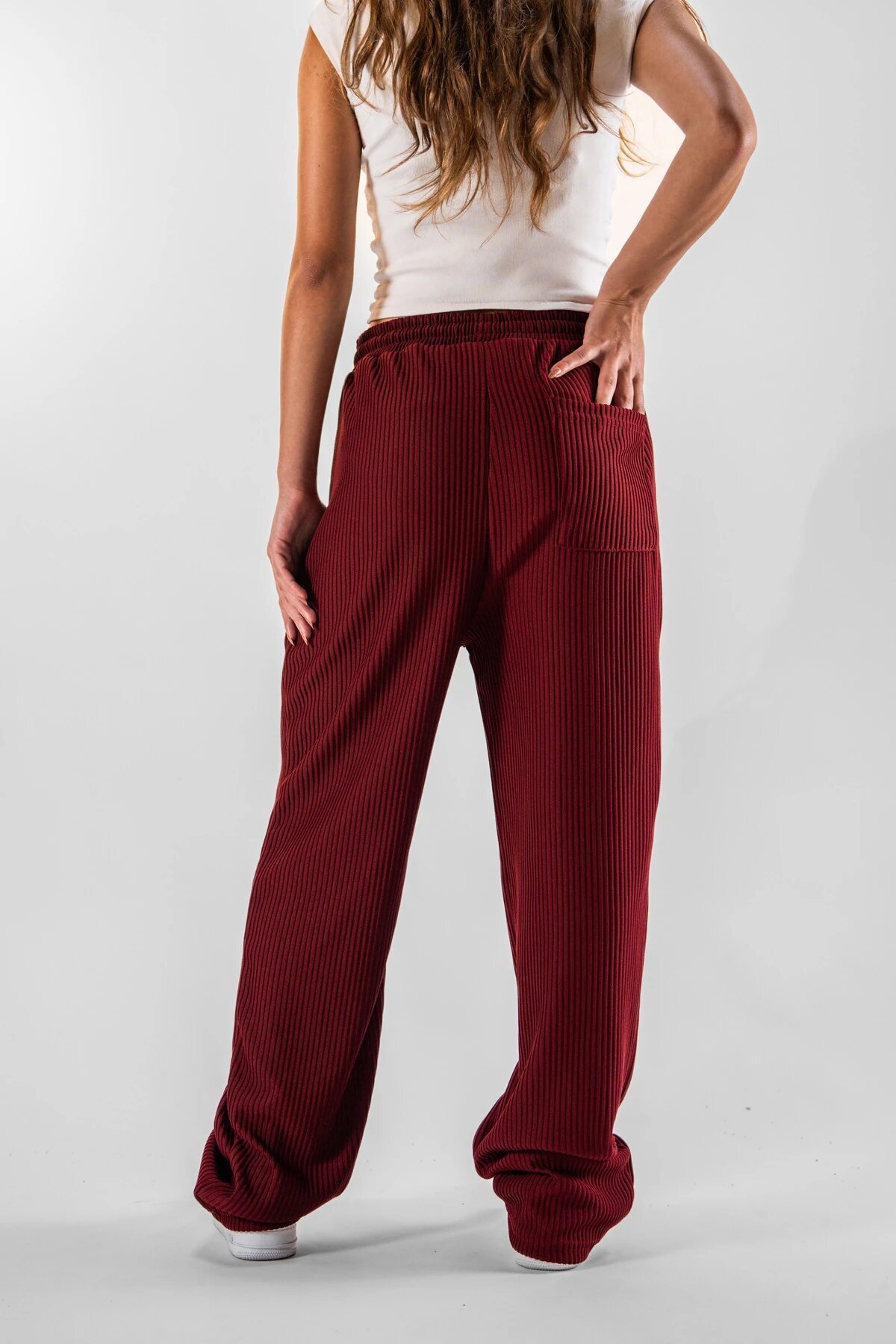 Baggy Ribbed Pants - Burgundy - MEXICO SUPERBLUE