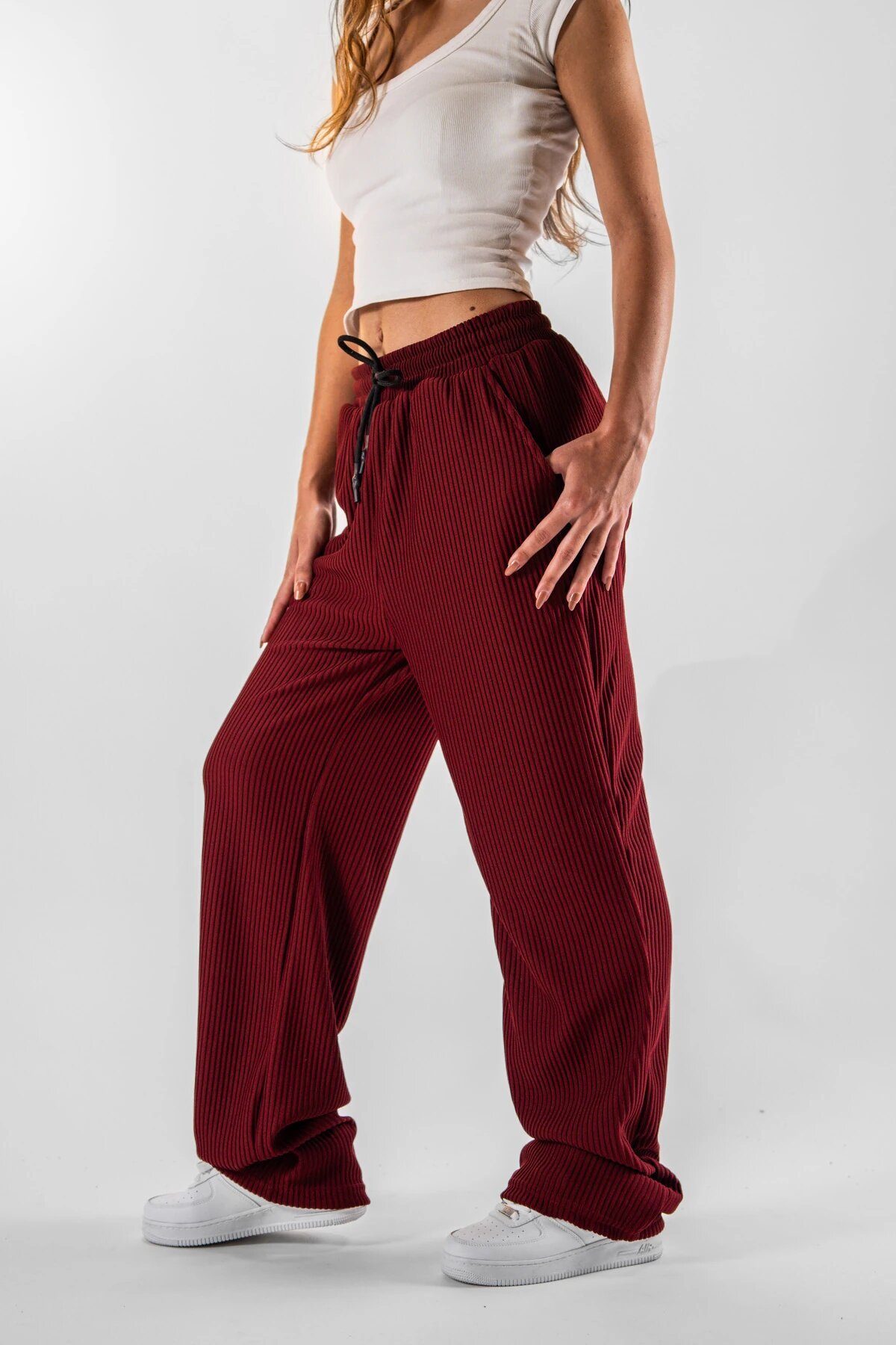 Baggy Ribbed Pants - Burgundy - MEXICO SUPERBLUE