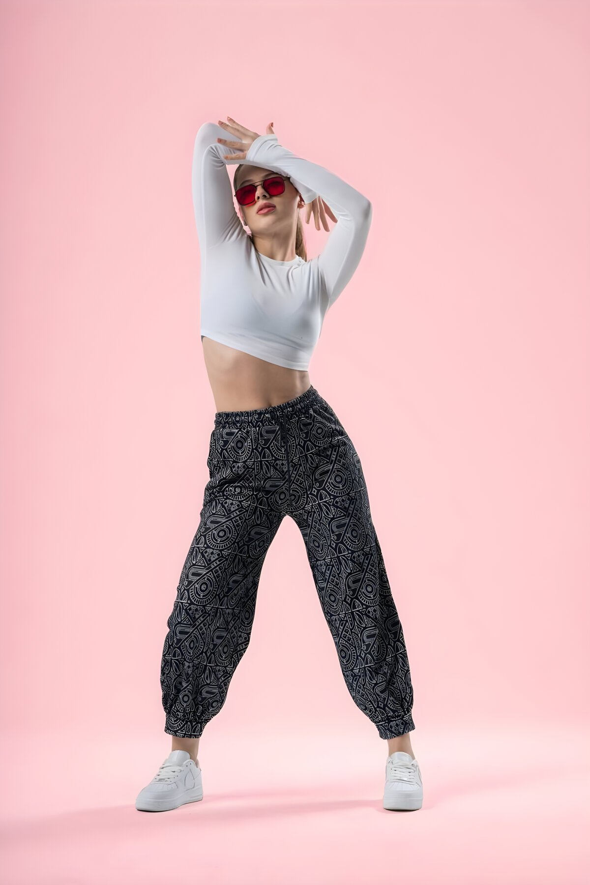 بنطلون جوغر رياضي فضفاض رمادي دخاني بنمط إثني - MEXICO SUPERBLUE