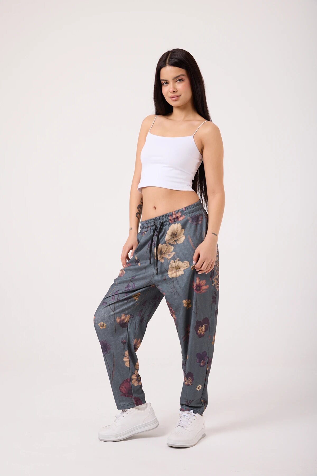 Sporty Baggy Printed Pants - Grey - MEXICO SUPERBLUE