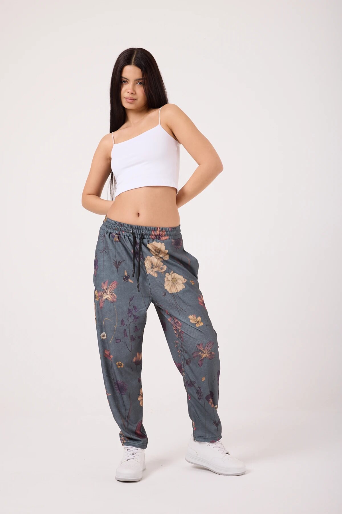 Sporty Baggy Printed Pants - Grey - MEXICO SUPERBLUE