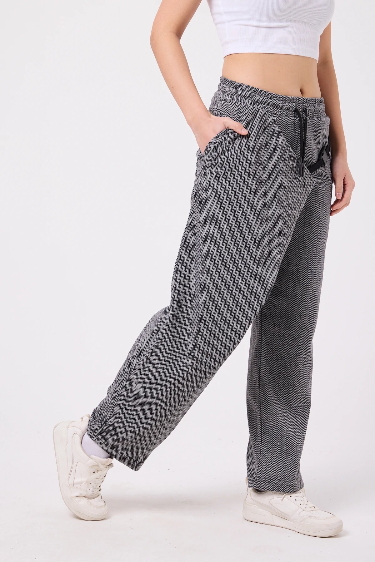 Baggy Street Style Belted Pants - Grey - MEXICO SUPERBLUE