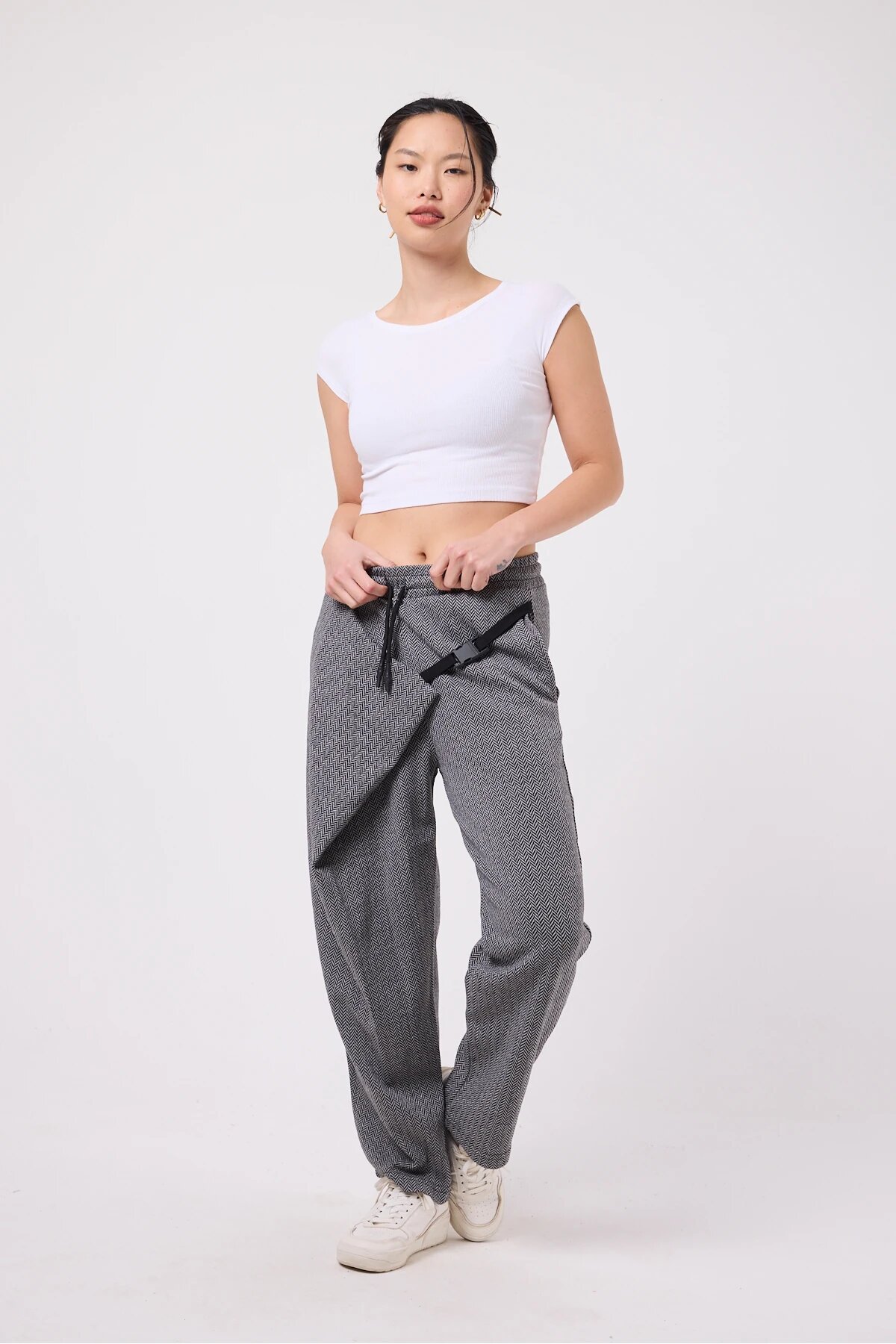 Baggy Street Style Belted Pants - Grey - MEXICO SUPERBLUE