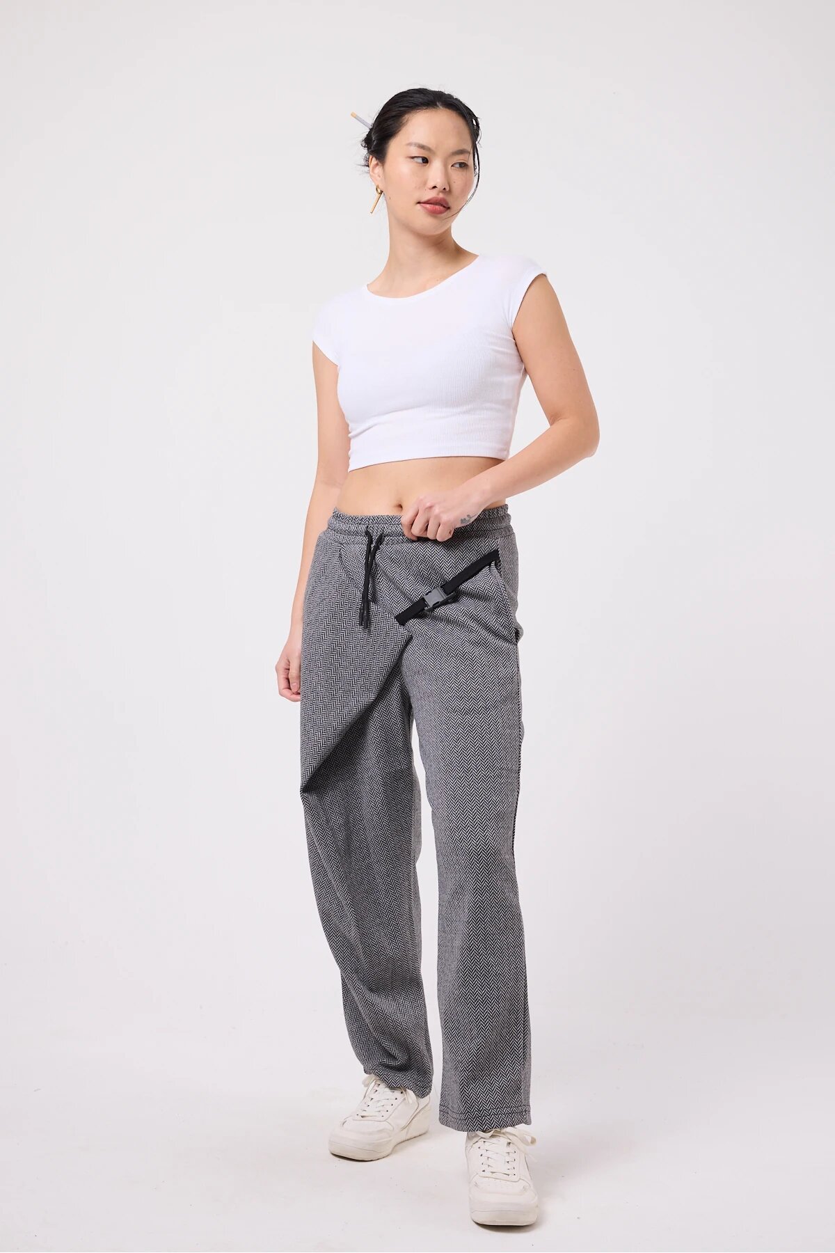 Baggy Street Style Belted Pants - Grey - MEXICO SUPERBLUE