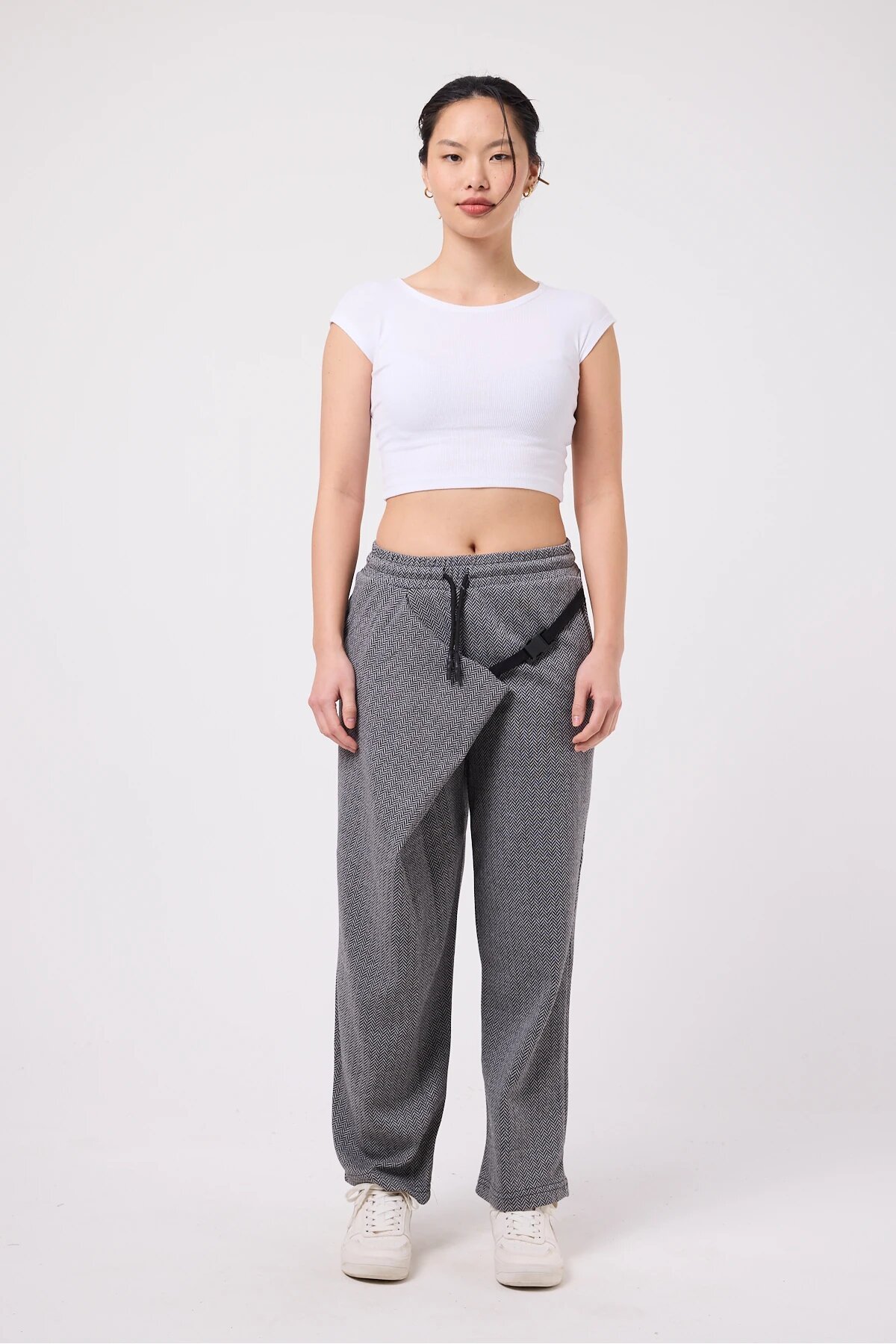 Baggy Street Style Belted Pants - Grey - MEXICO SUPERBLUE