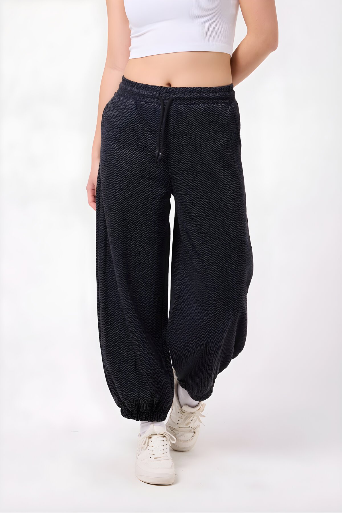 بنطلون باغي  رمادي بنمط الشارع بأساور مطاطية - MEXICO SUPERBLUE