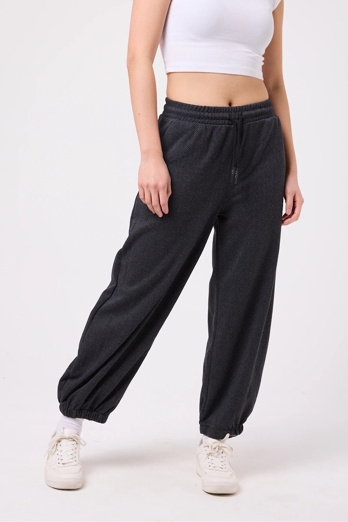 Street Style Baggy Elasticated Hem Pants - Gray - MEXICO SUPERBLUE