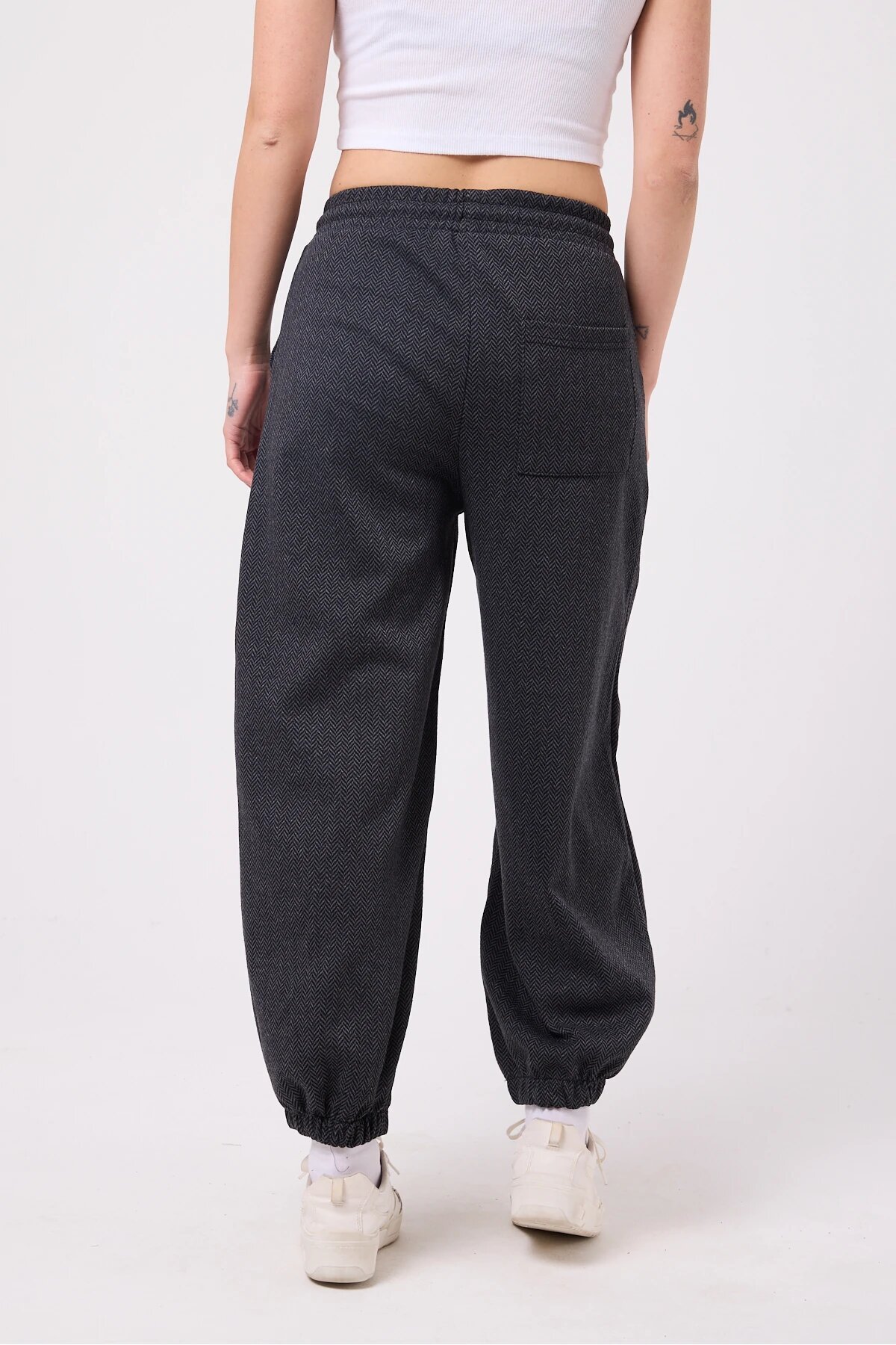 Street Style Baggy Elasticated Hem Pants - Gray - MEXICO SUPERBLUE