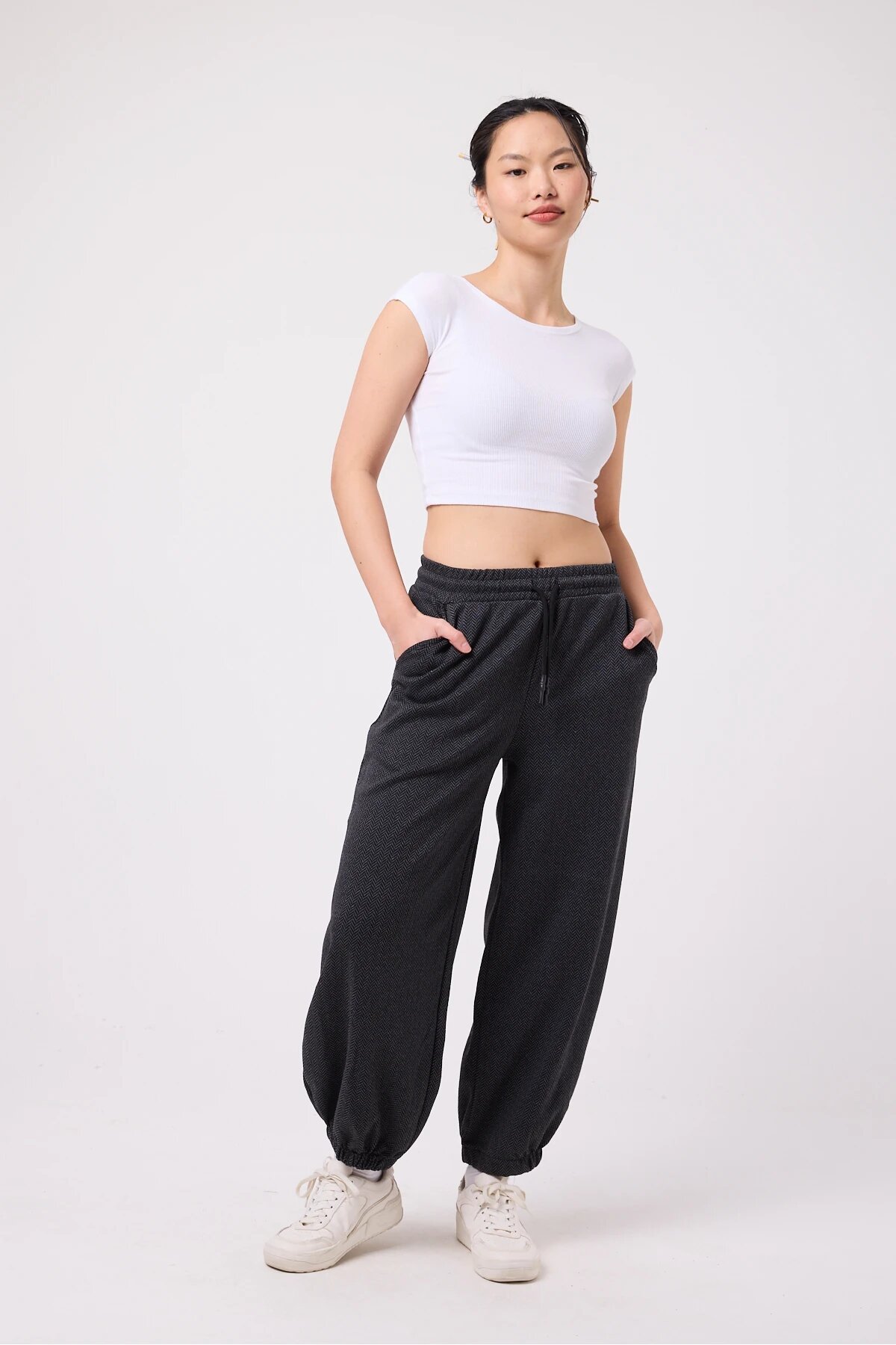 Street Style Baggy Elasticated Hem Pants - Gray - MEXICO SUPERBLUE