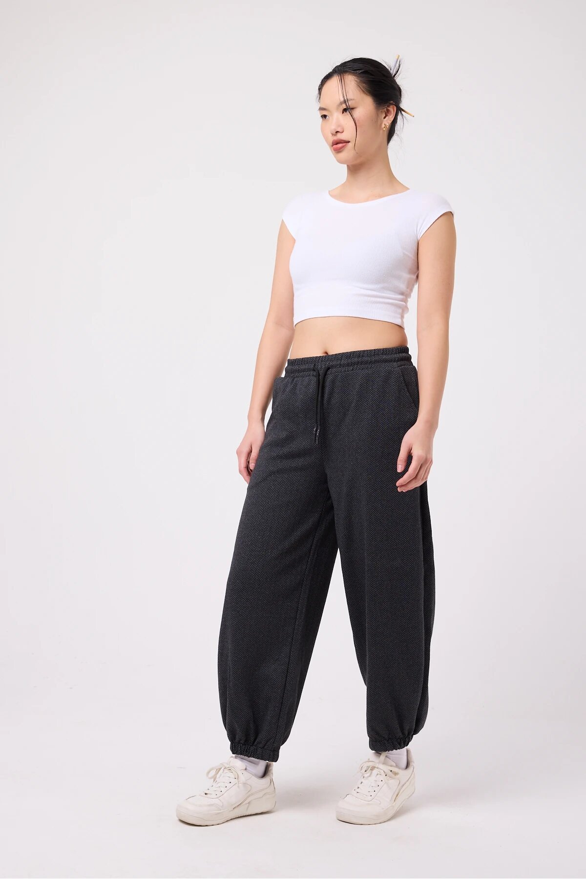 Street Style Baggy Elasticated Hem Pants - Gray - MEXICO SUPERBLUE