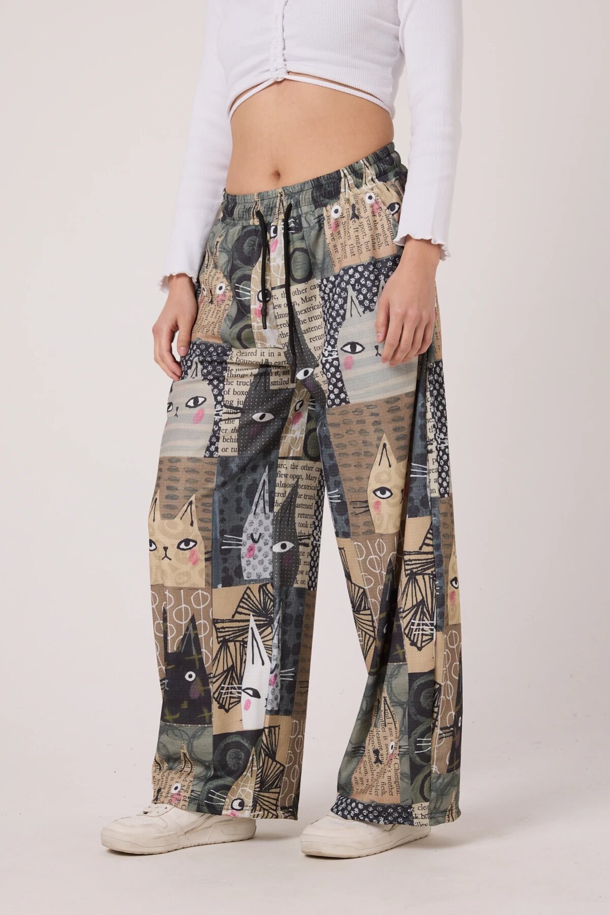 Baggy Sport Printed Seersucker Pants - Khaki - MEXICO SUPERBLUE
