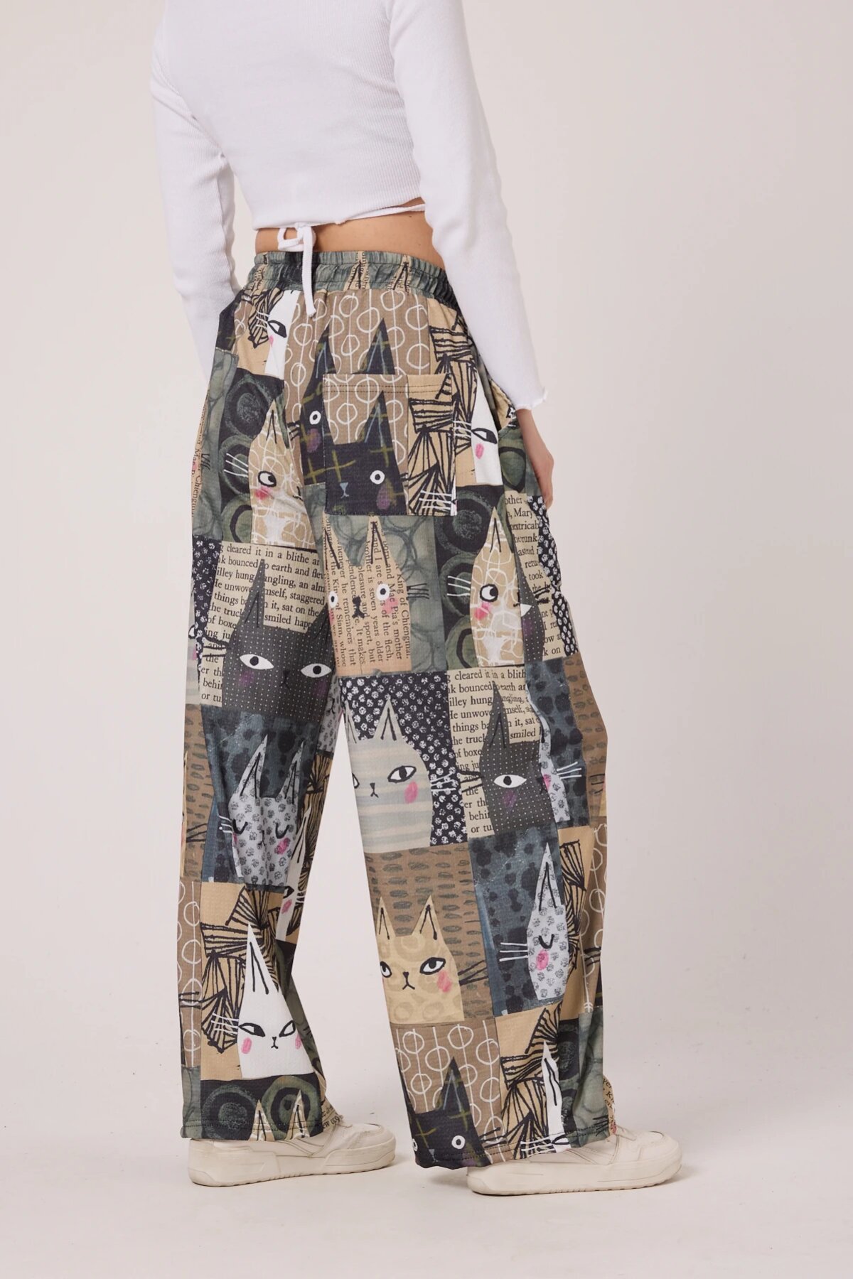 Baggy Sport Printed Seersucker Pants - Khaki - MEXICO SUPERBLUE
