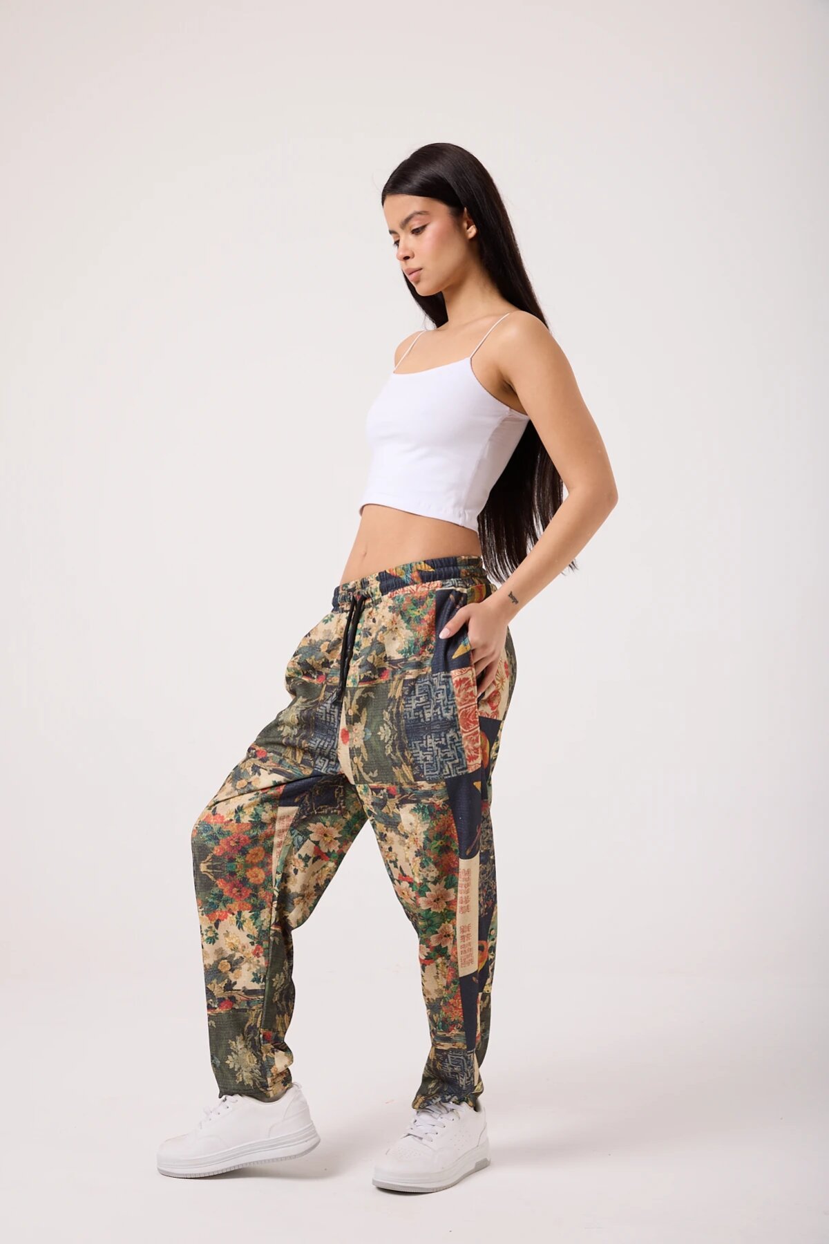 Street Style Baggy Printed Pants - Khaki - MEXICO SUPERBLUE