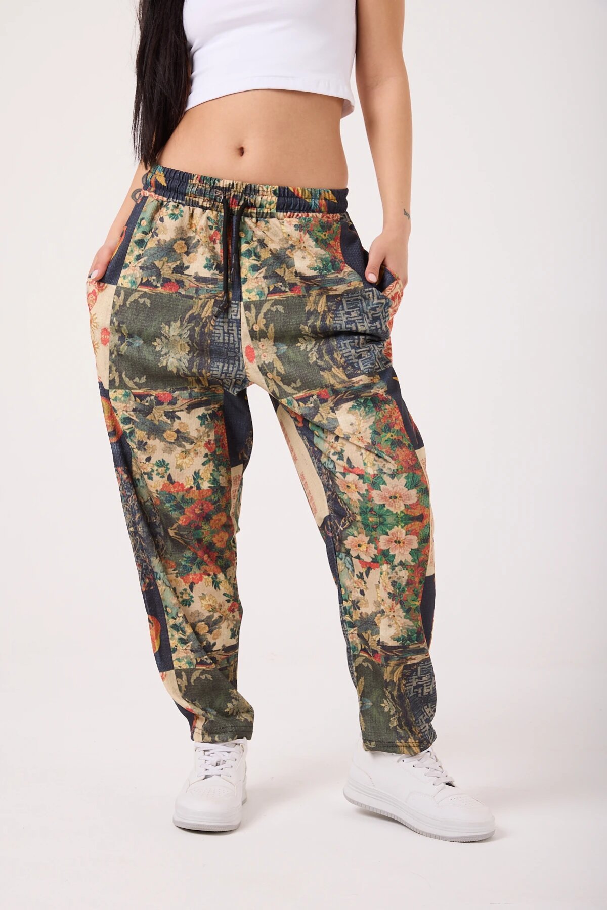 Street Style Baggy Printed Pants - Khaki - MEXICO SUPERBLUE