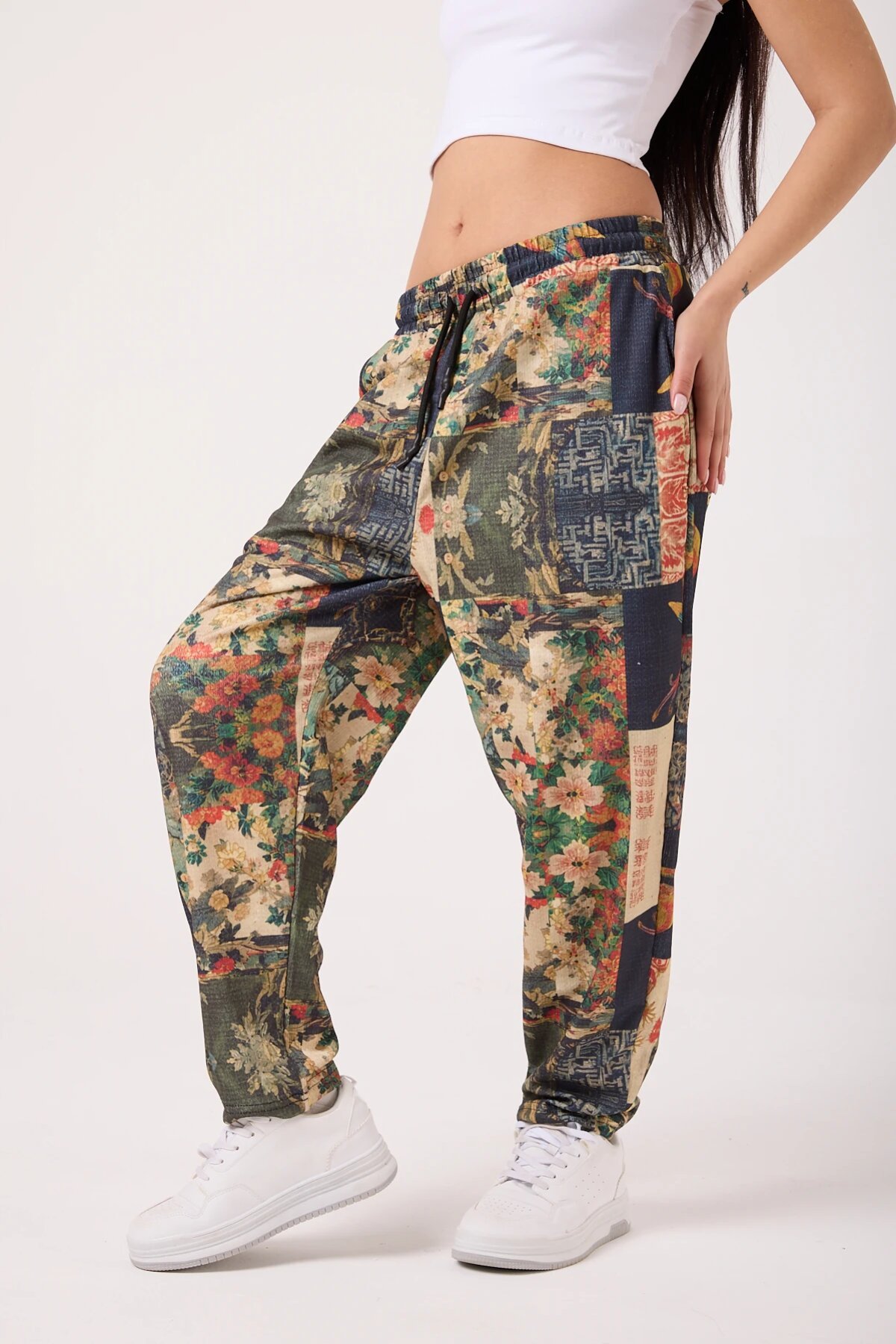 Street Style Baggy Printed Pants - Khaki - MEXICO SUPERBLUE