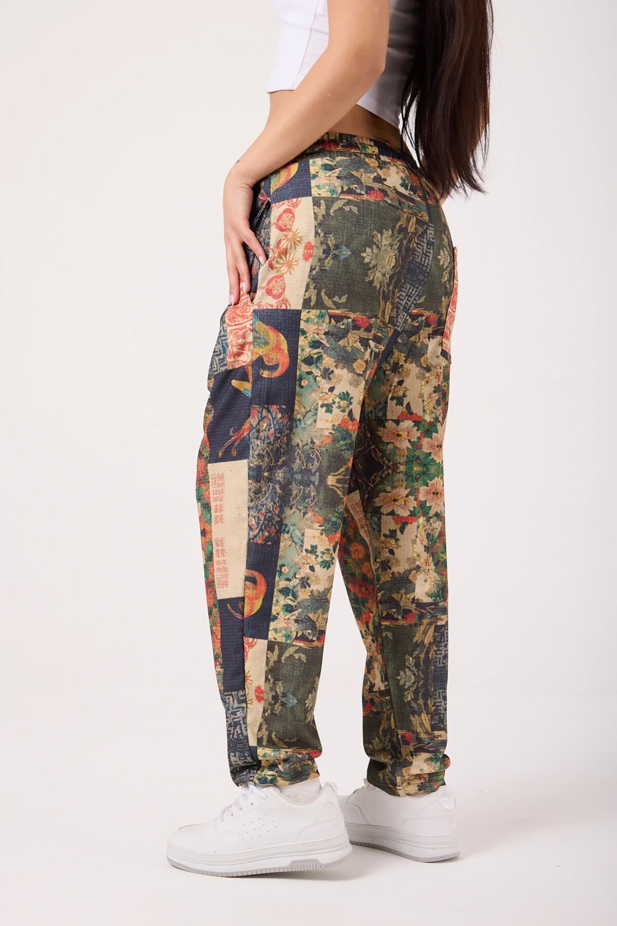 Street Style Baggy Printed Pants - Khaki - MEXICO SUPERBLUE