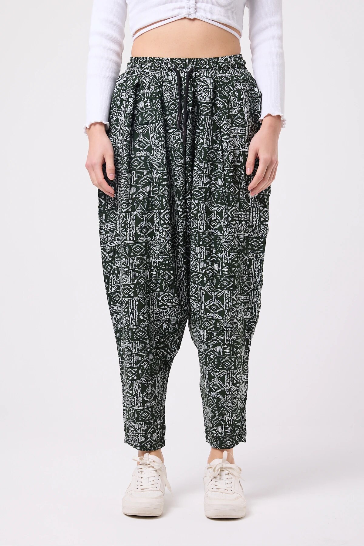 Street Style Printed Seersucker Pants - Khaki - MEXICO SUPERBLUE