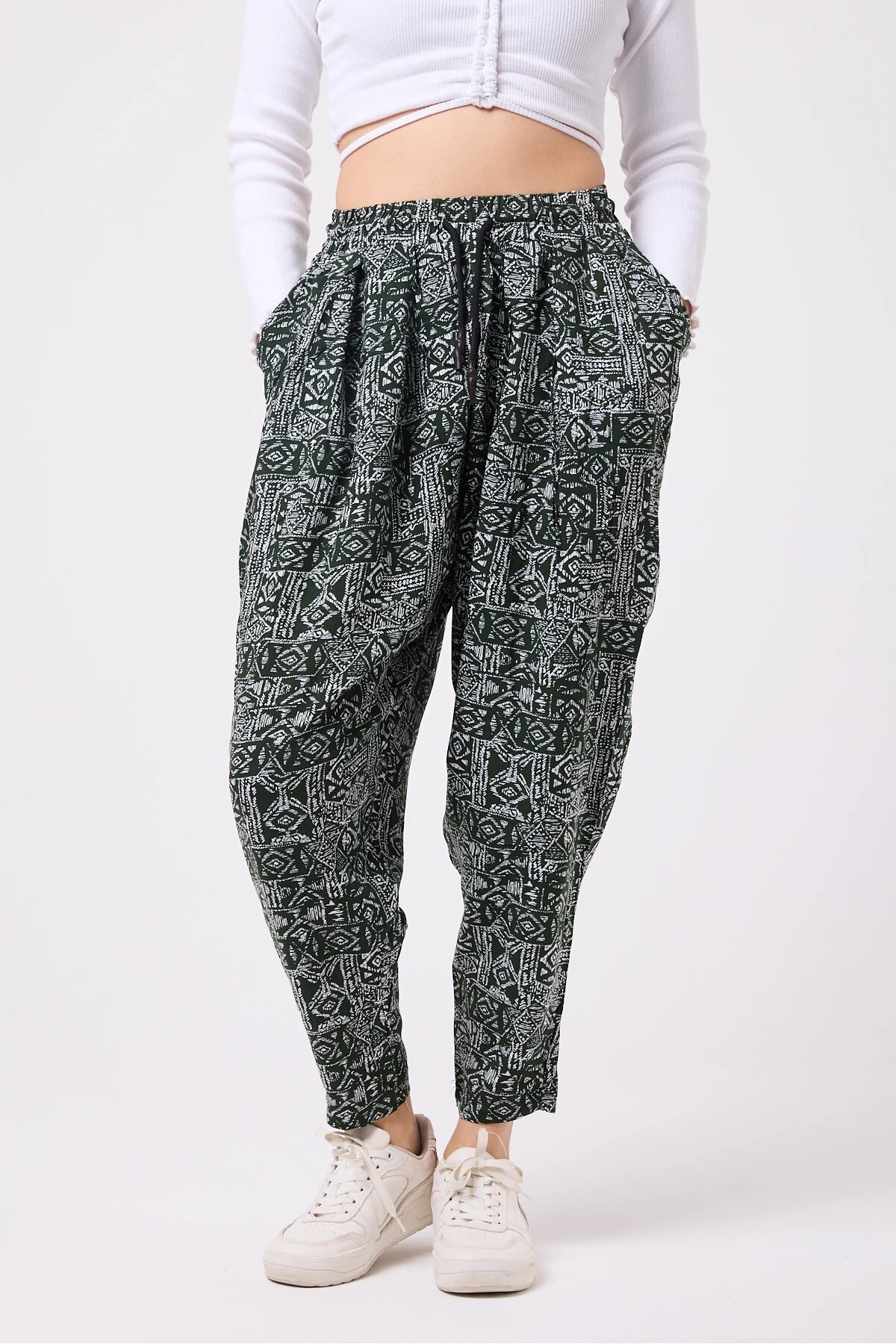 Street Style Printed Seersucker Pants - Khaki - MEXICO SUPERBLUE