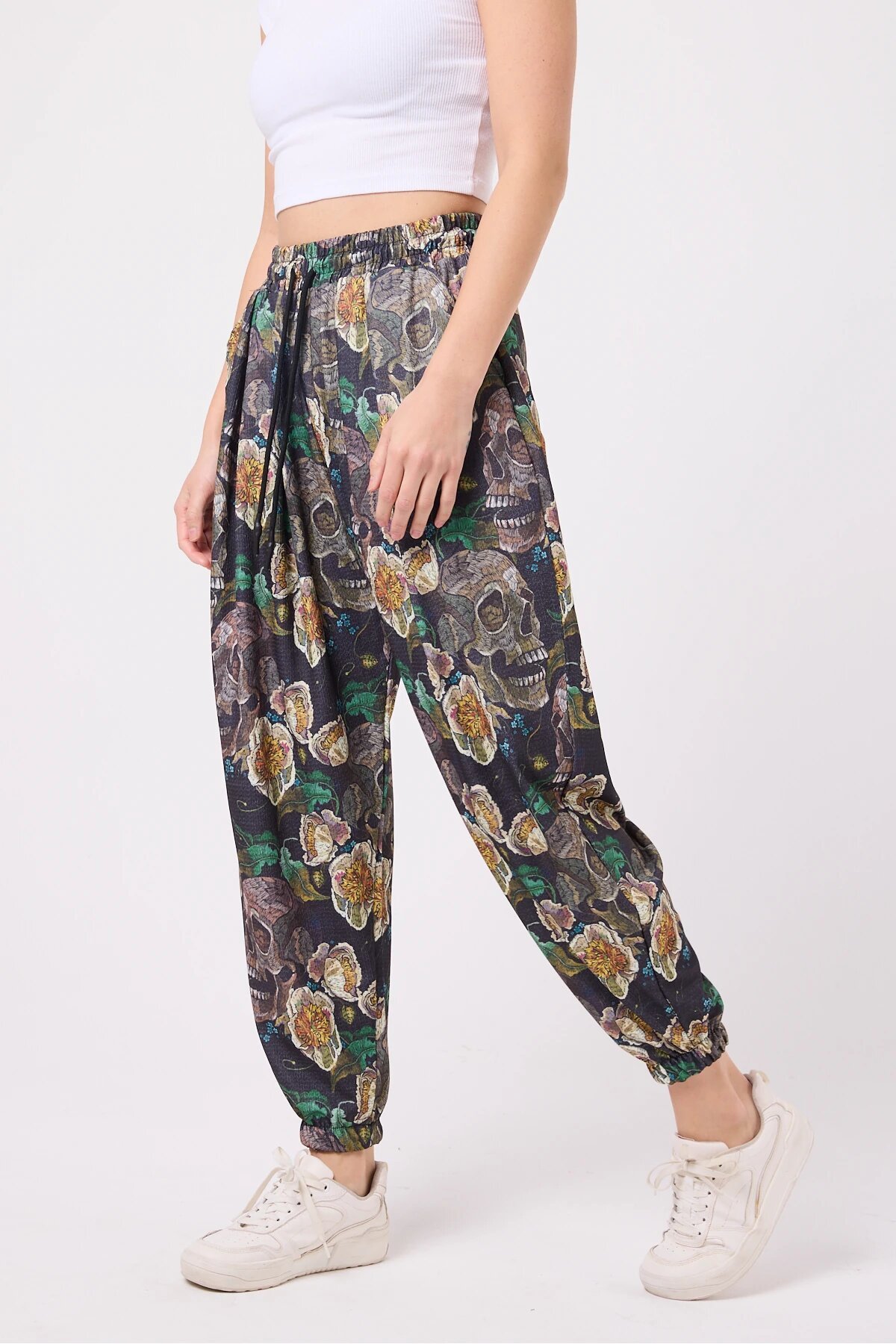 Sporty Printed Seersucker Shalwar Pants - Khaki - MEXICO SUPERBLUE
