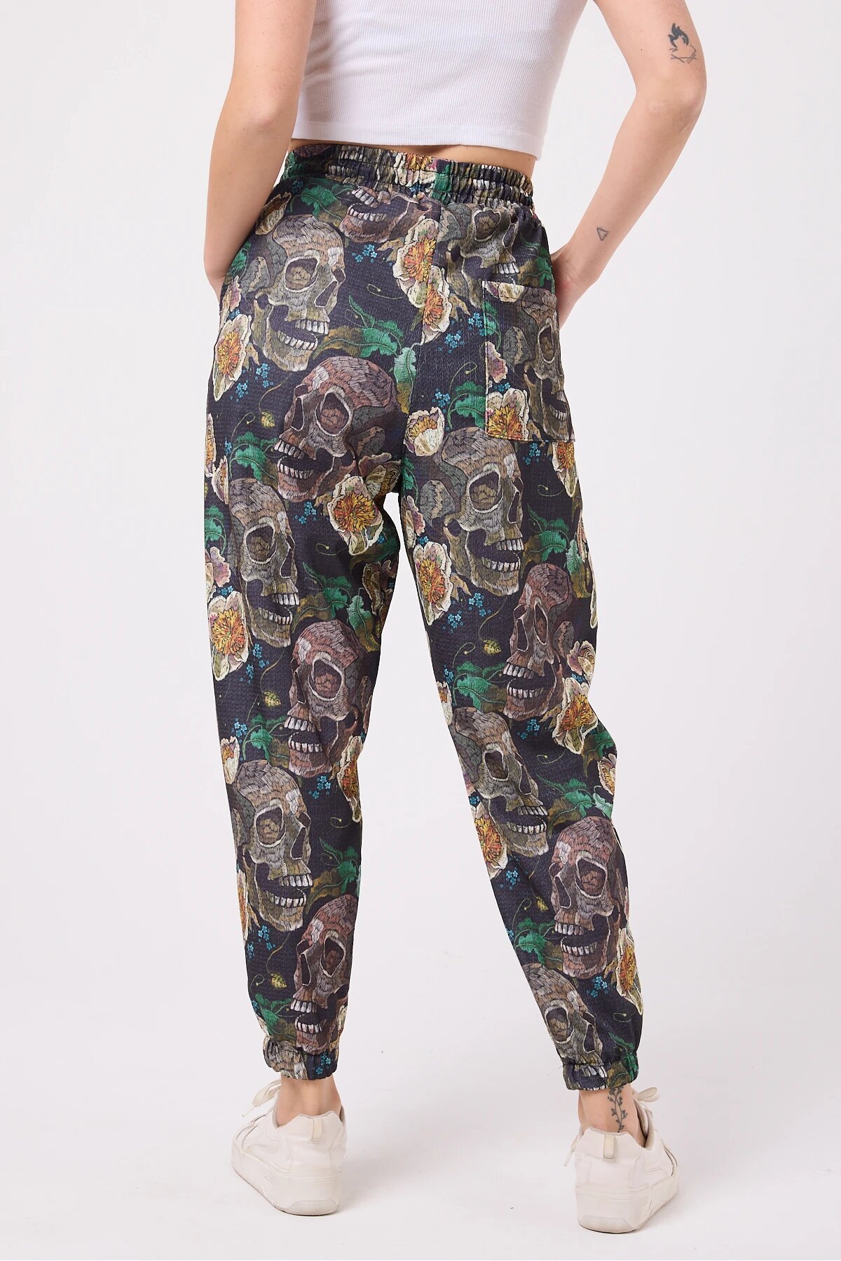 Sporty Printed Seersucker Shalwar Pants - Khaki - MEXICO SUPERBLUE