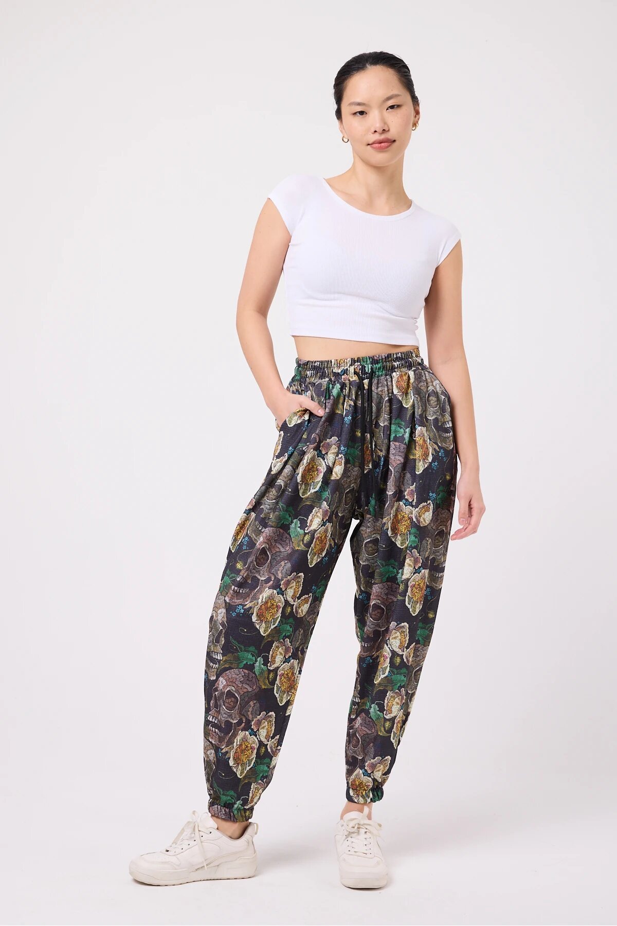Sporty Printed Seersucker Shalwar Pants - Khaki - MEXICO SUPERBLUE