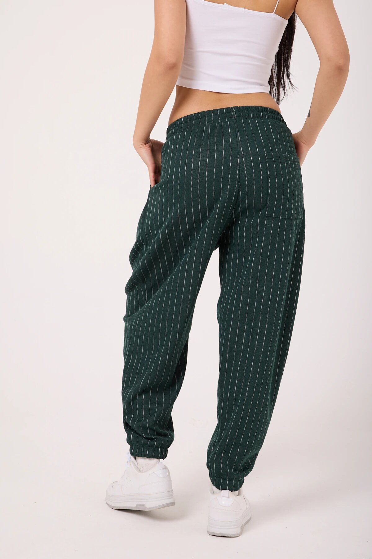 Sporty Striped Harem Pants - Khaki - MEXICO SUPERBLUE