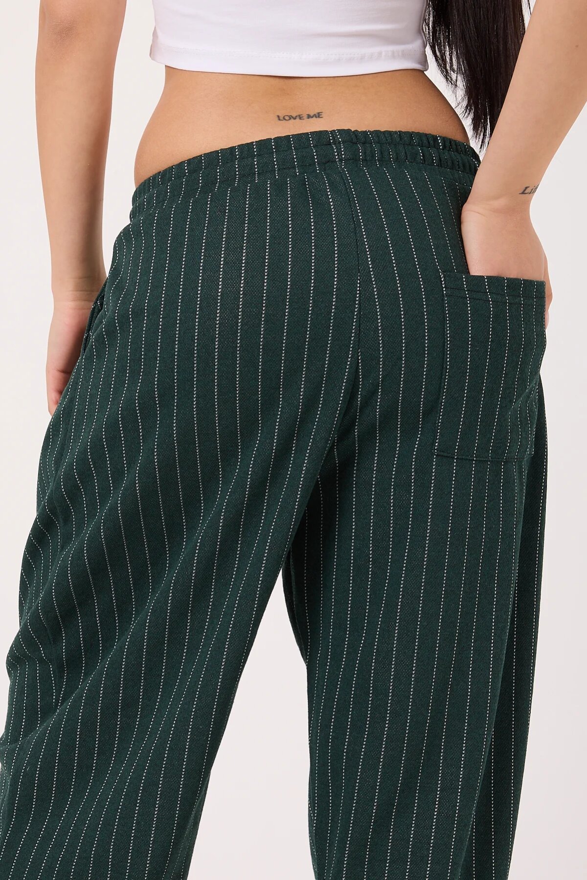 Sporty Striped Harem Pants - Khaki - MEXICO SUPERBLUE