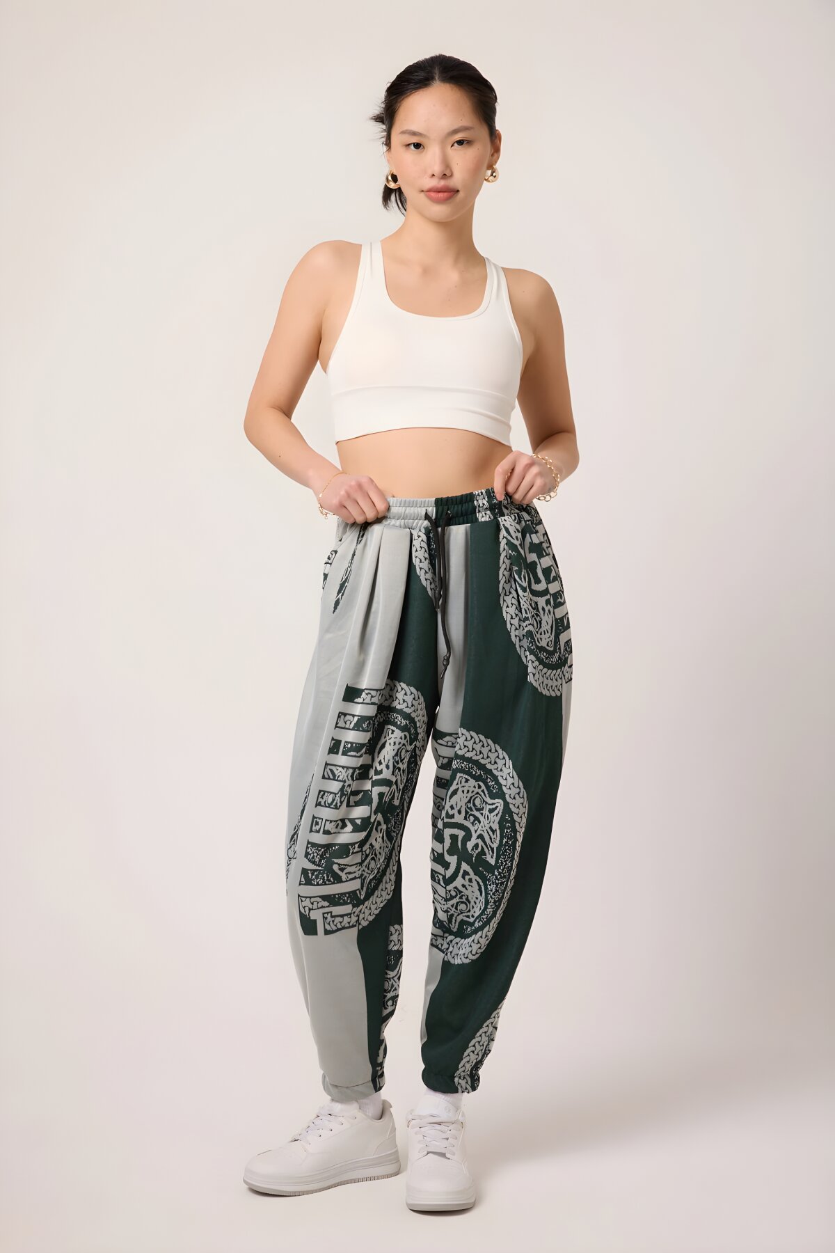 Sporty Jacquard Shalwar Pants - Khaki - MEXICO SUPERBLUE