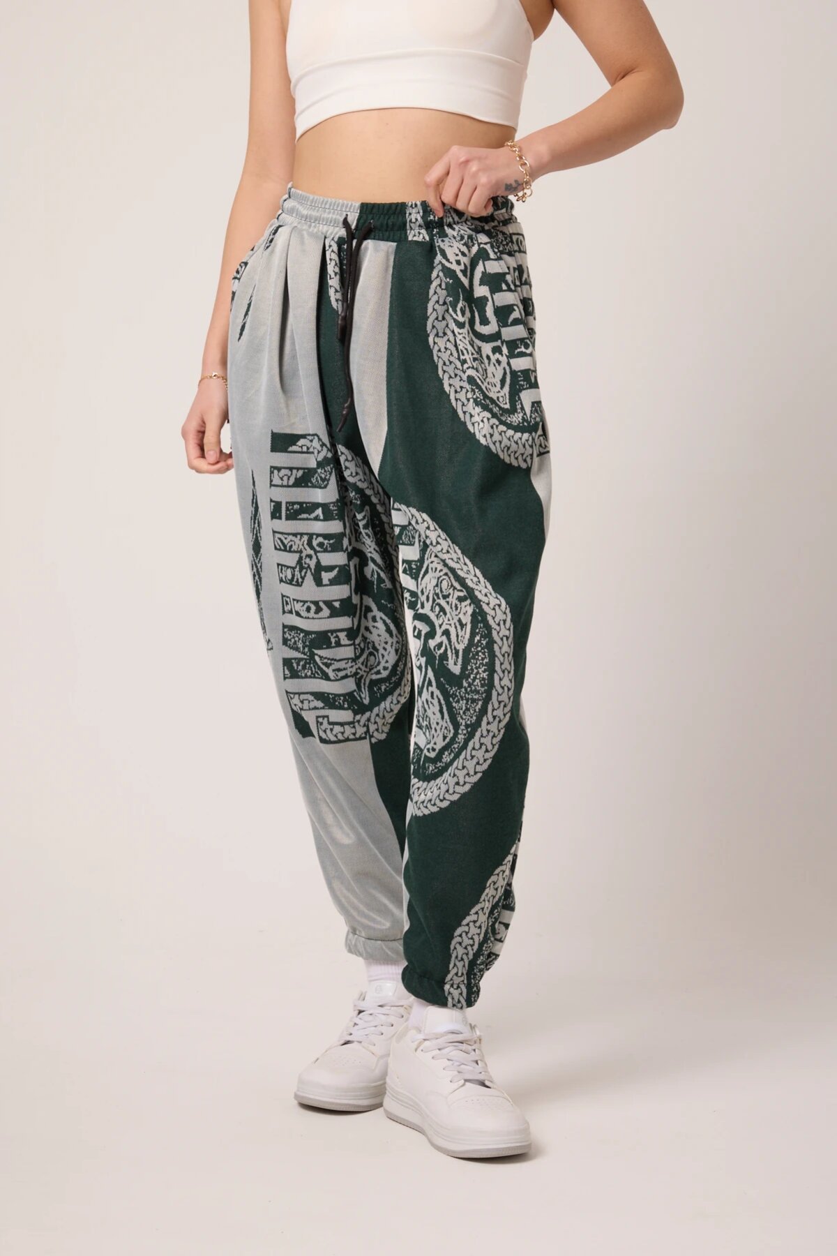 Sporty Jacquard Shalwar Pants - Khaki - MEXICO SUPERBLUE