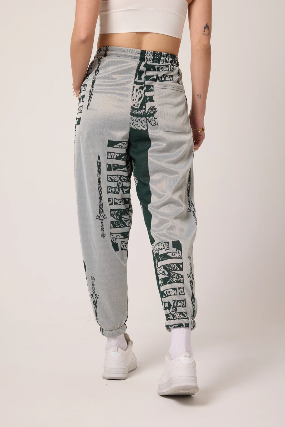 Sporty Jacquard Shalwar Pants - Khaki - MEXICO SUPERBLUE