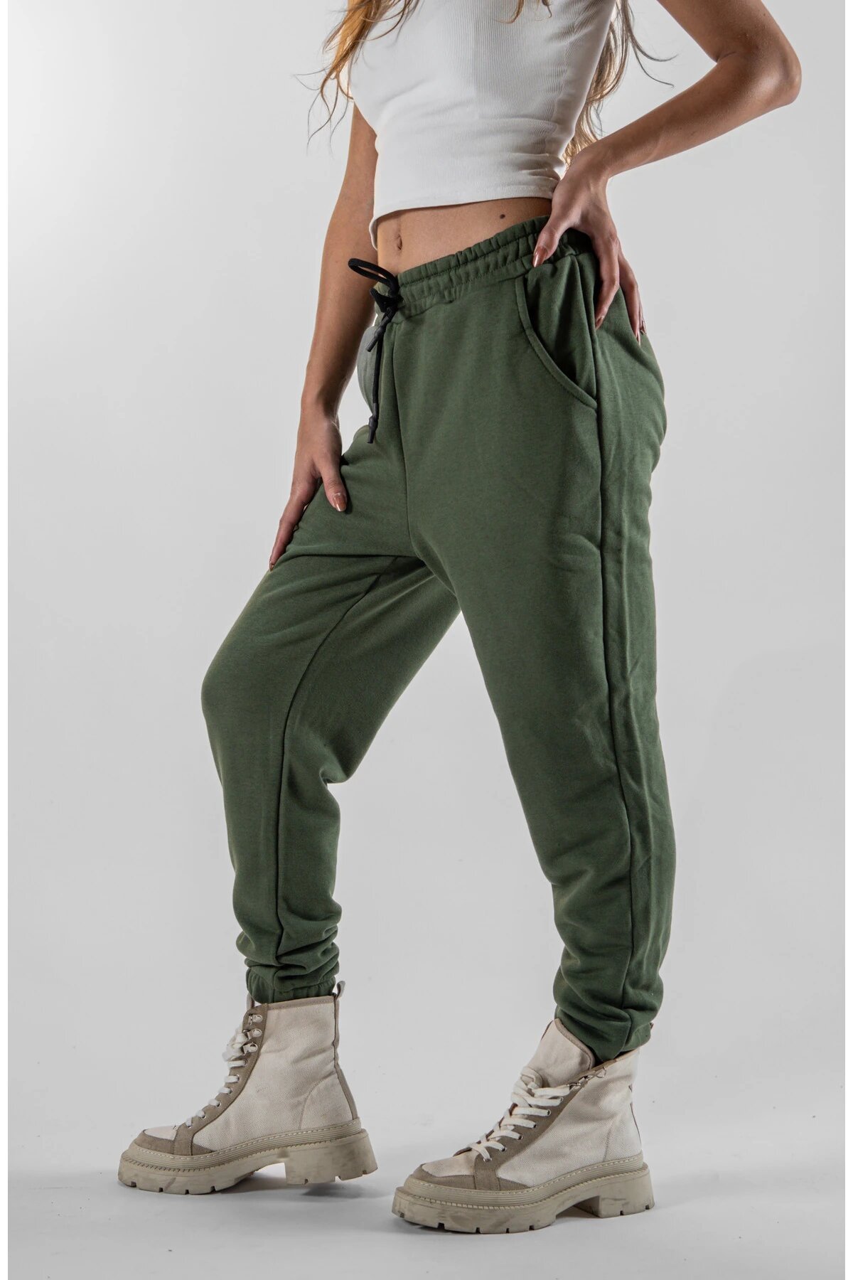 Jogger Elastic-Hem Pants - Khaki - MEXICO SUPERBLUE