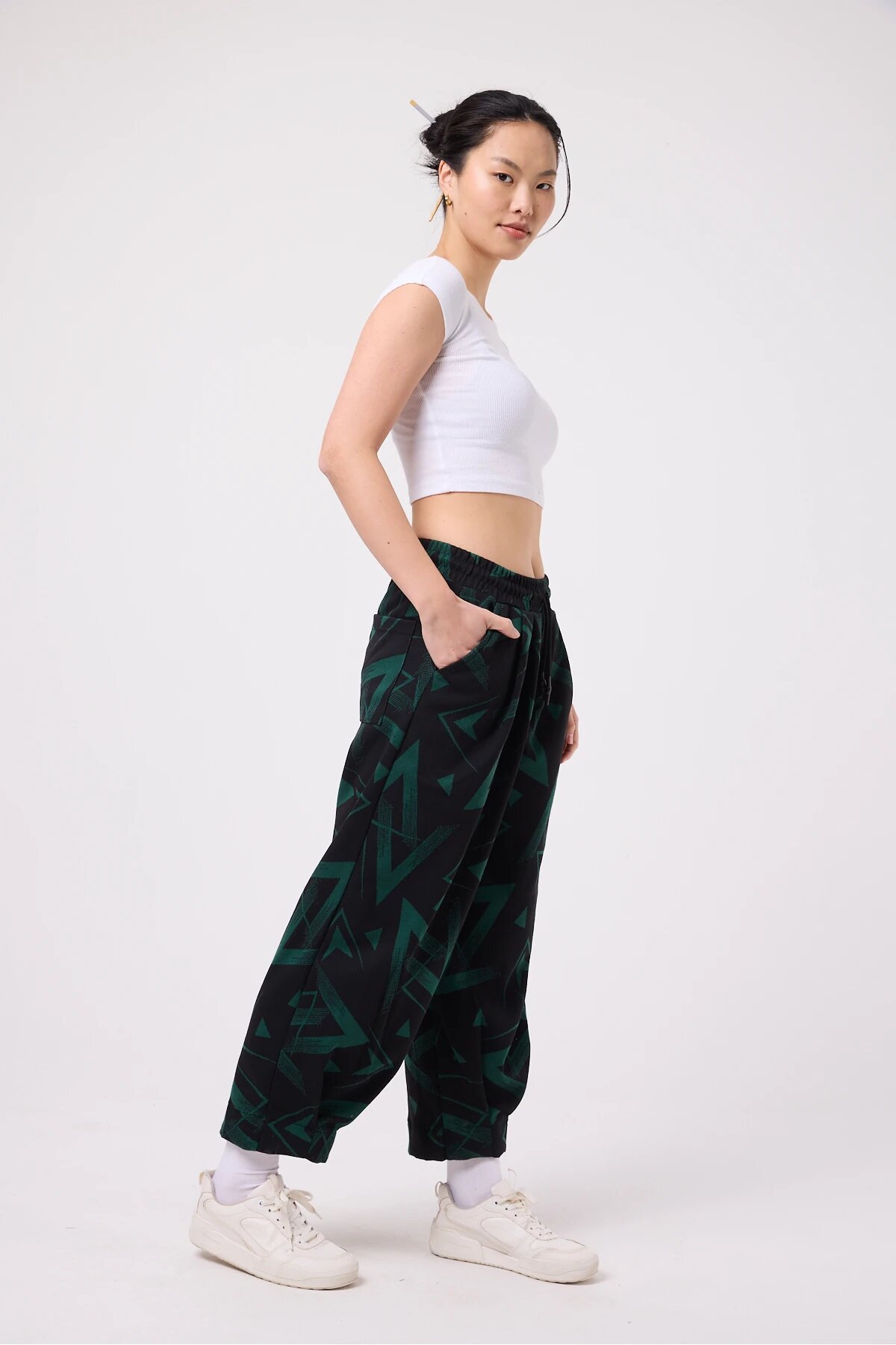 Street Style Baggy Hem-Detail Pants - Khaki - MEXICO SUPERBLUE