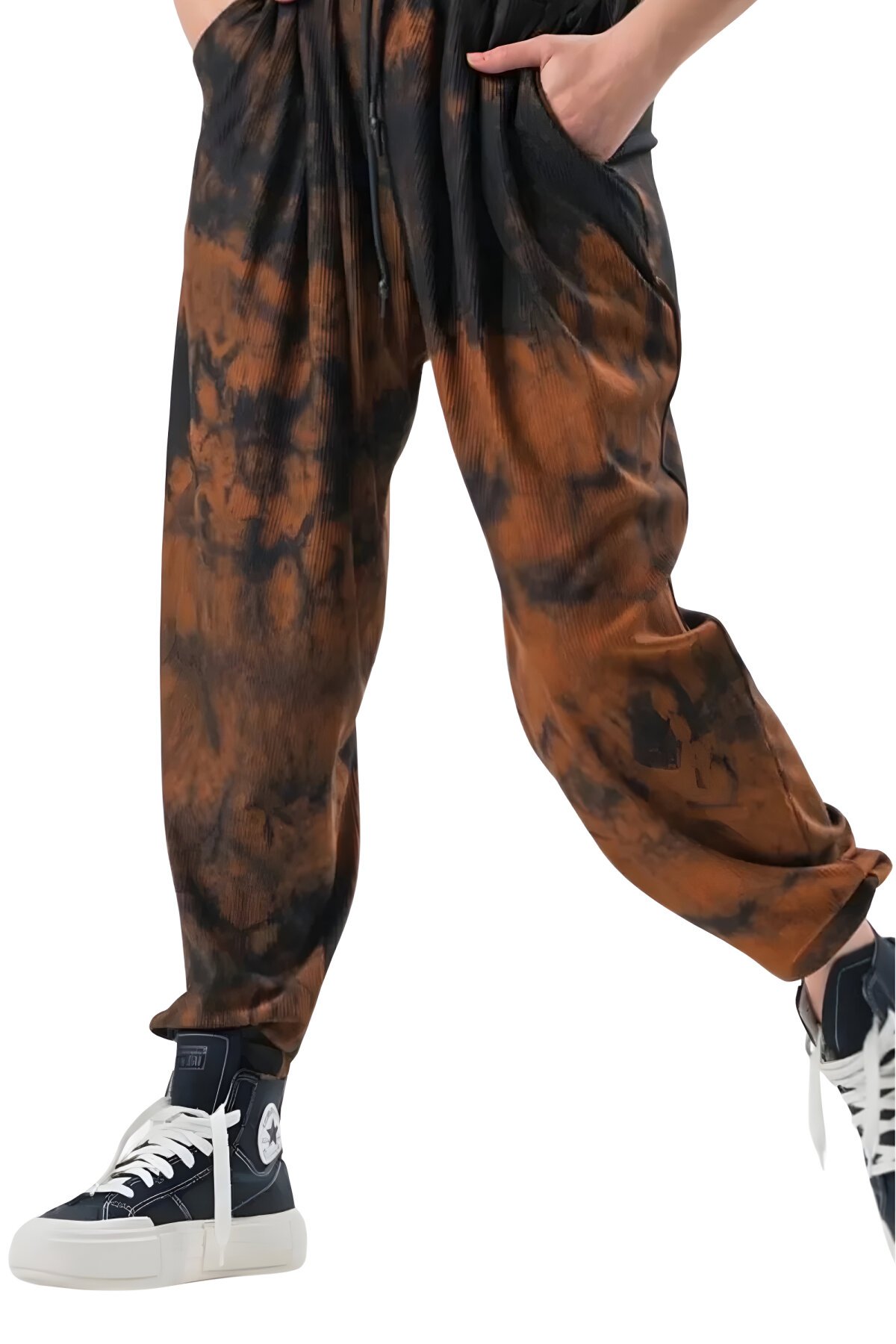 Harem Batik Patterned Elasticated Pants - Brown - MEXICO SUPERBLUE