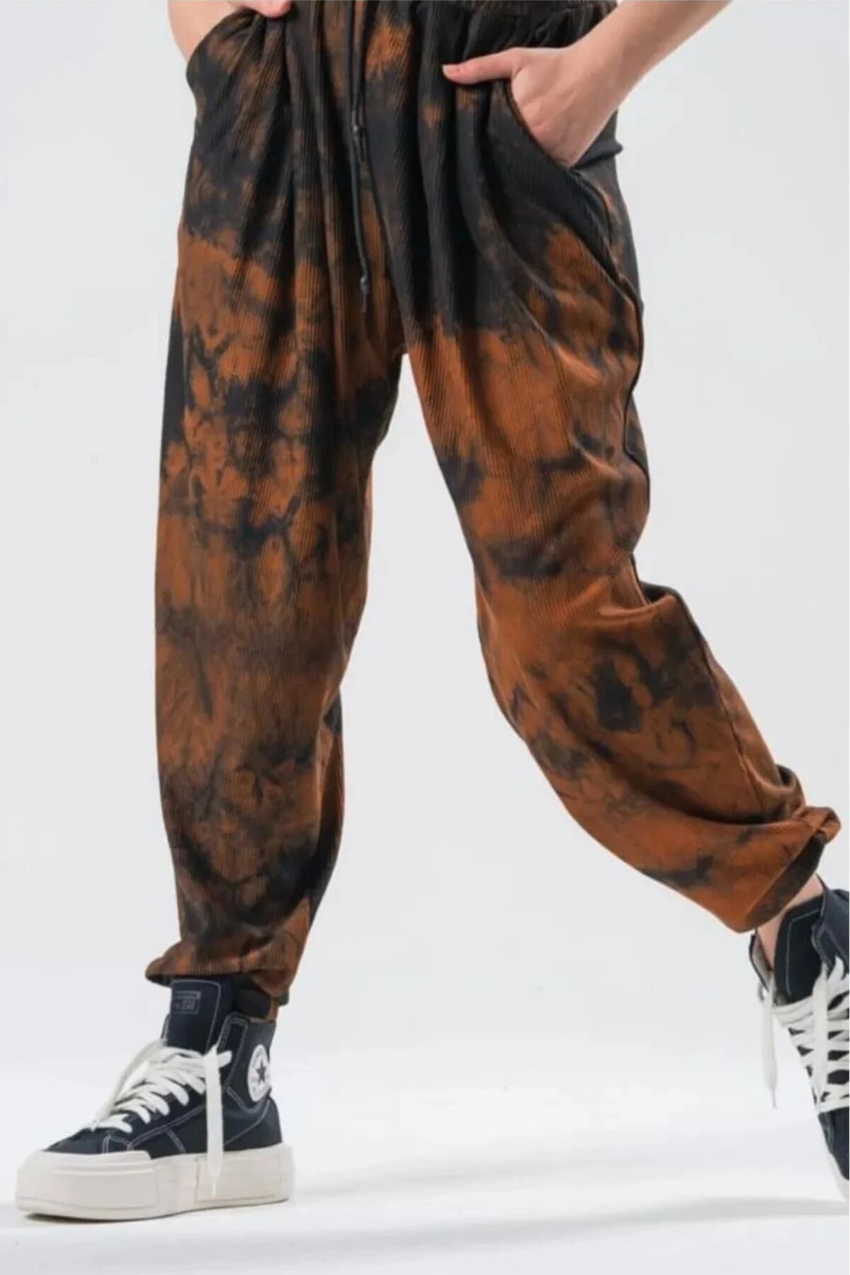 Harem Batik Patterned Elasticated Pants - Brown - MEXICO SUPERBLUE