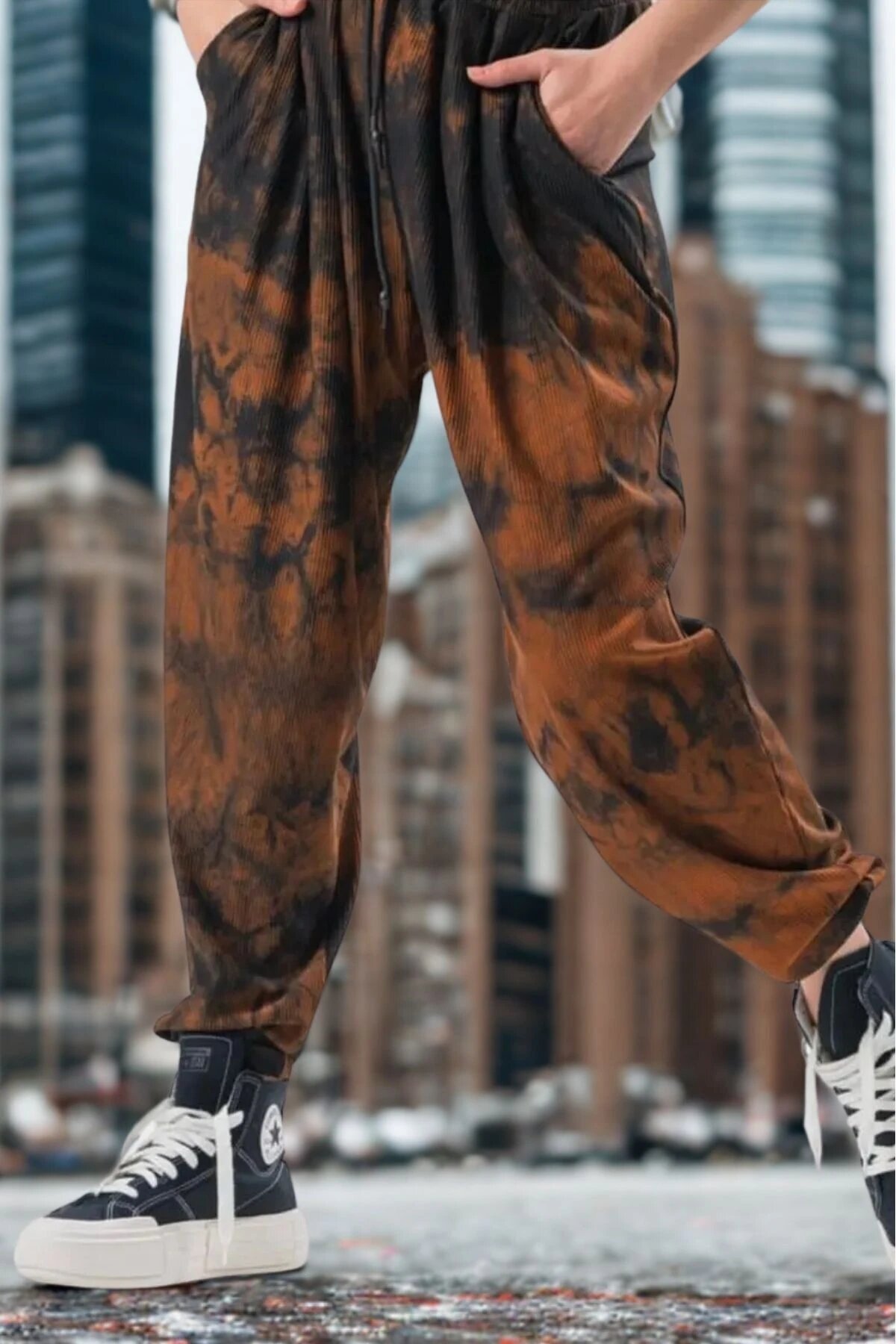 Harem Batik Patterned Elasticated Pants - Brown - MEXICO SUPERBLUE