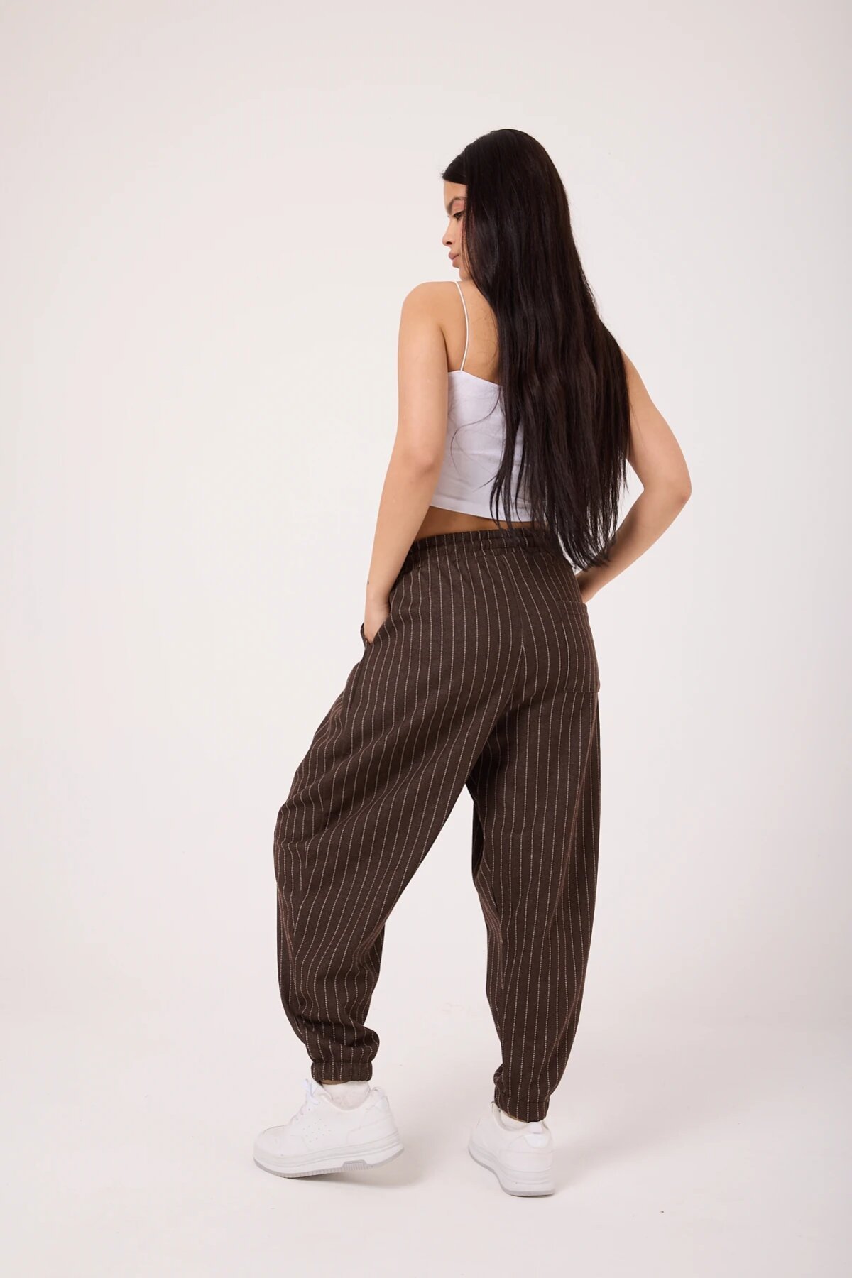 Sporty Striped Shalwar Pants - Brown - MEXICO SUPERBLUE