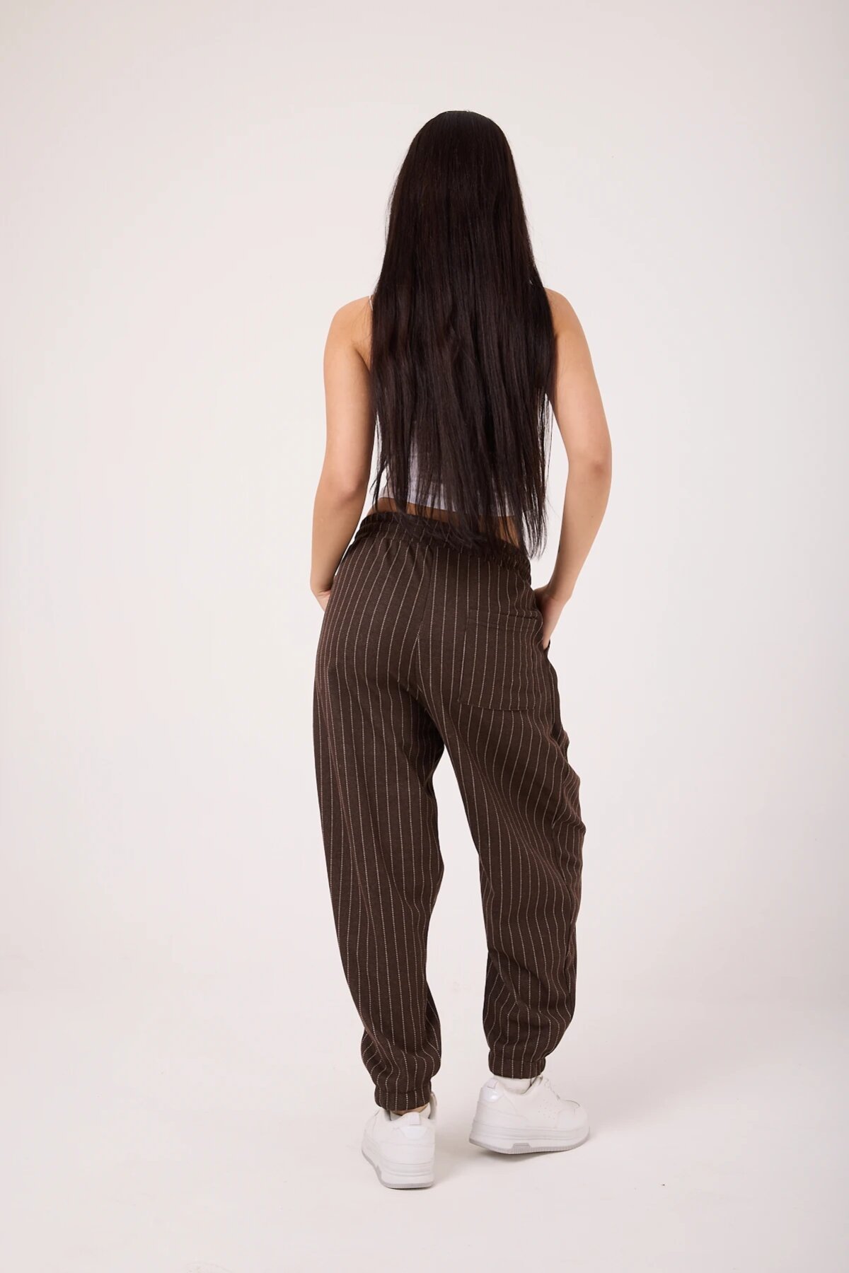 Sporty Striped Shalwar Pants - Brown - MEXICO SUPERBLUE