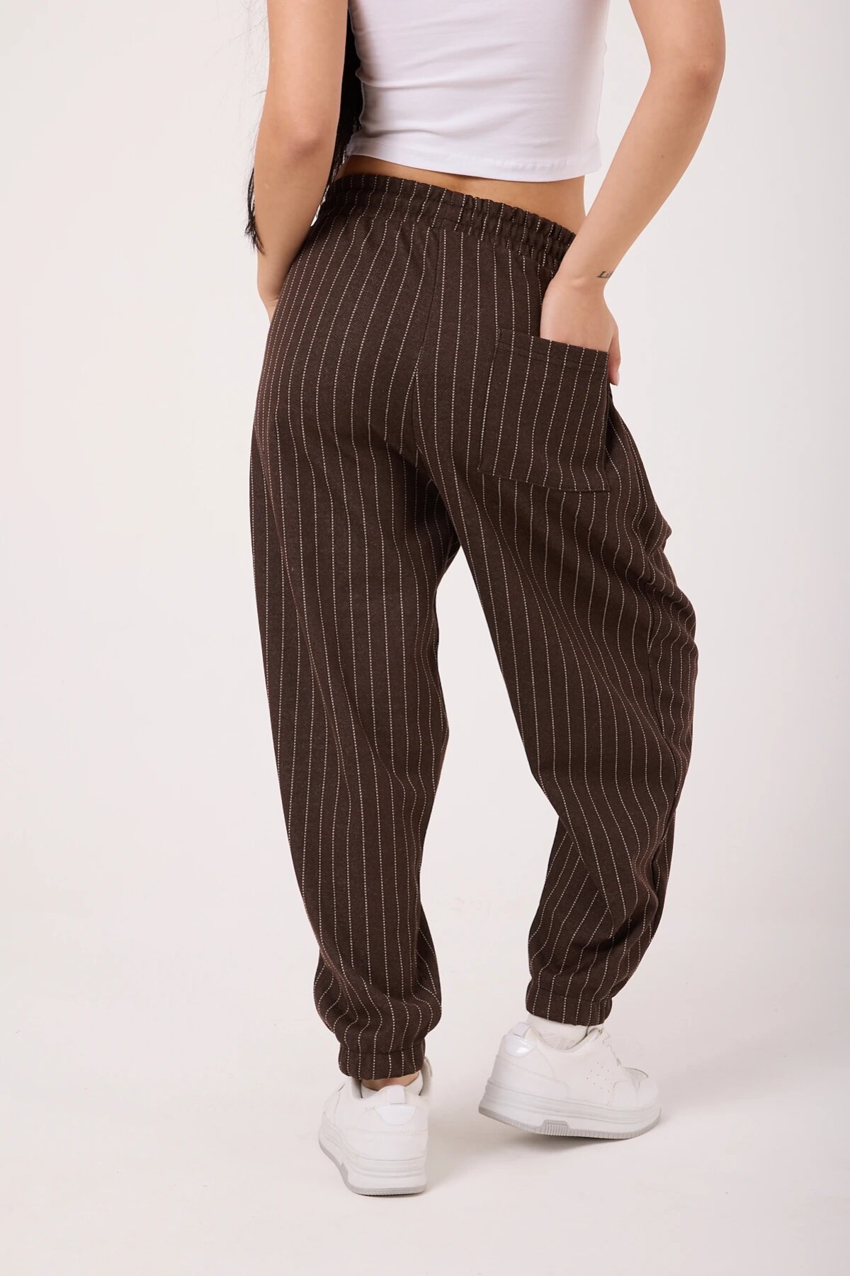 Sporty Striped Shalwar Pants - Brown - MEXICO SUPERBLUE