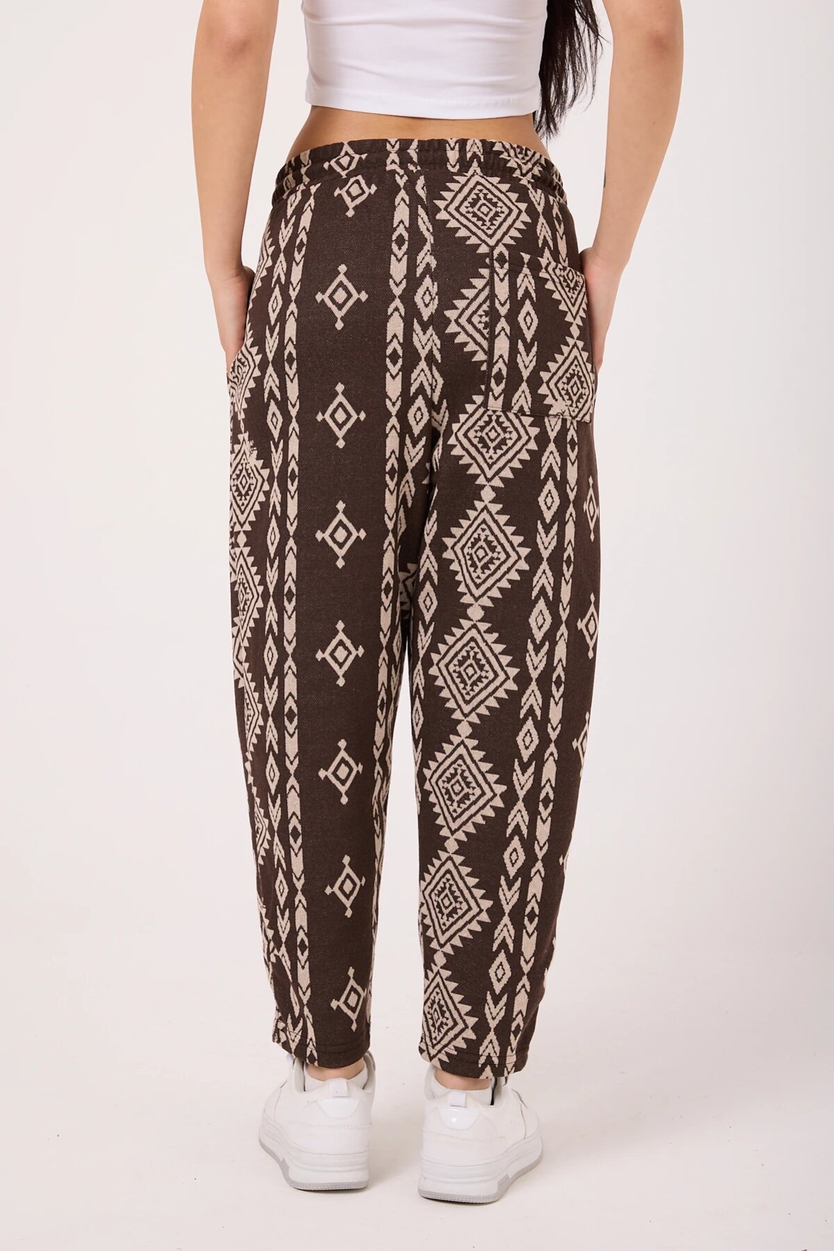 Sporty Striped Shalwar Pants - Brown - MEXICO SUPERBLUE