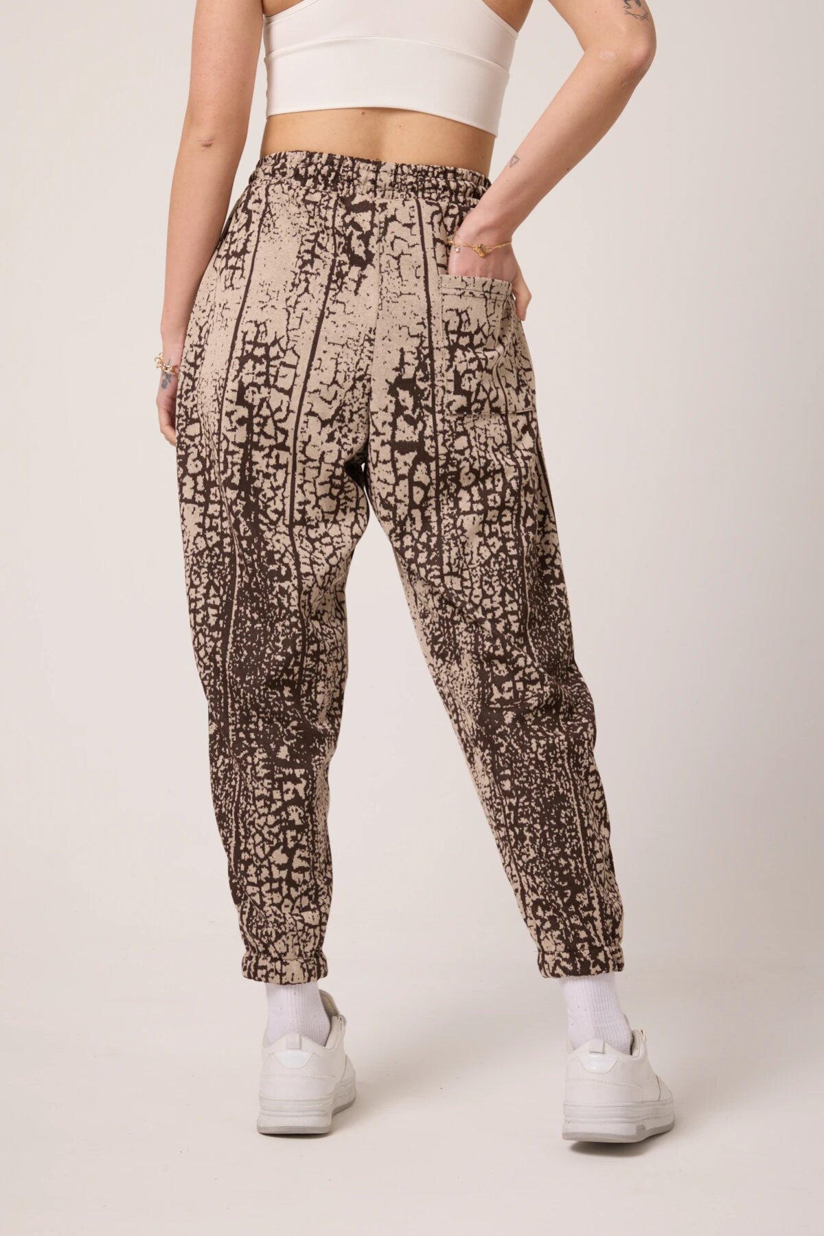 Sporty Street Style Jacquard Harem Pants - Brown - MEXICO SUPERBLUE