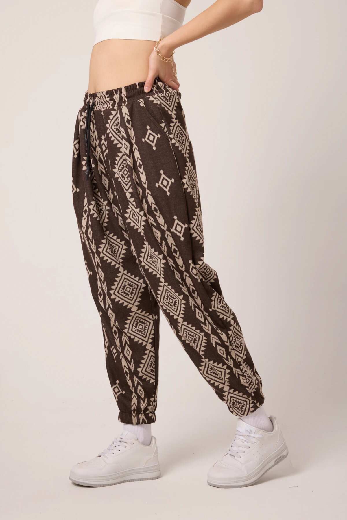 Casual Jacquard Shalwar Pants - Brown - MEXICO SUPERBLUE